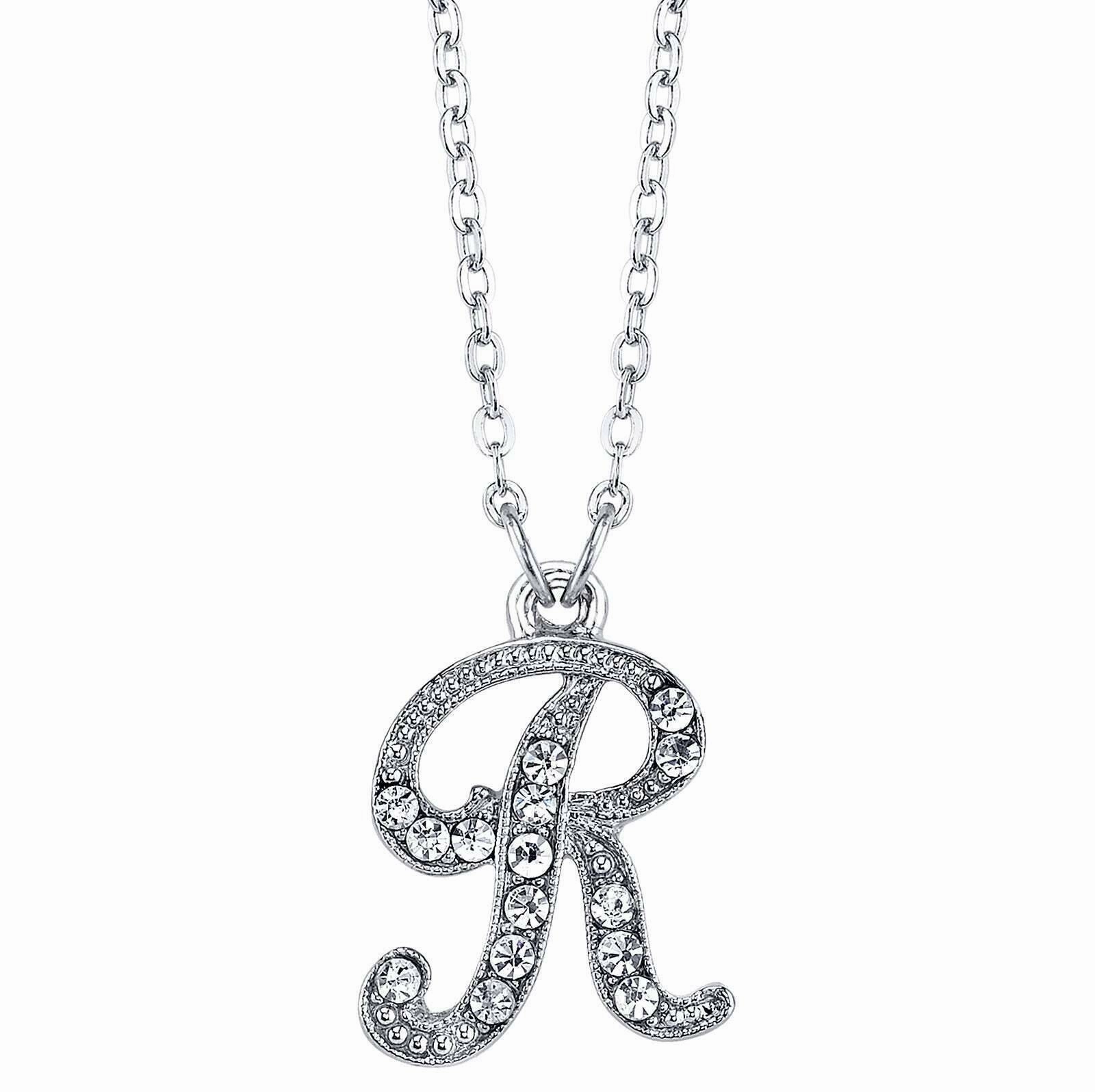 1928 Jewelry European Crystal Initial Necklace 16"   3" Extender
