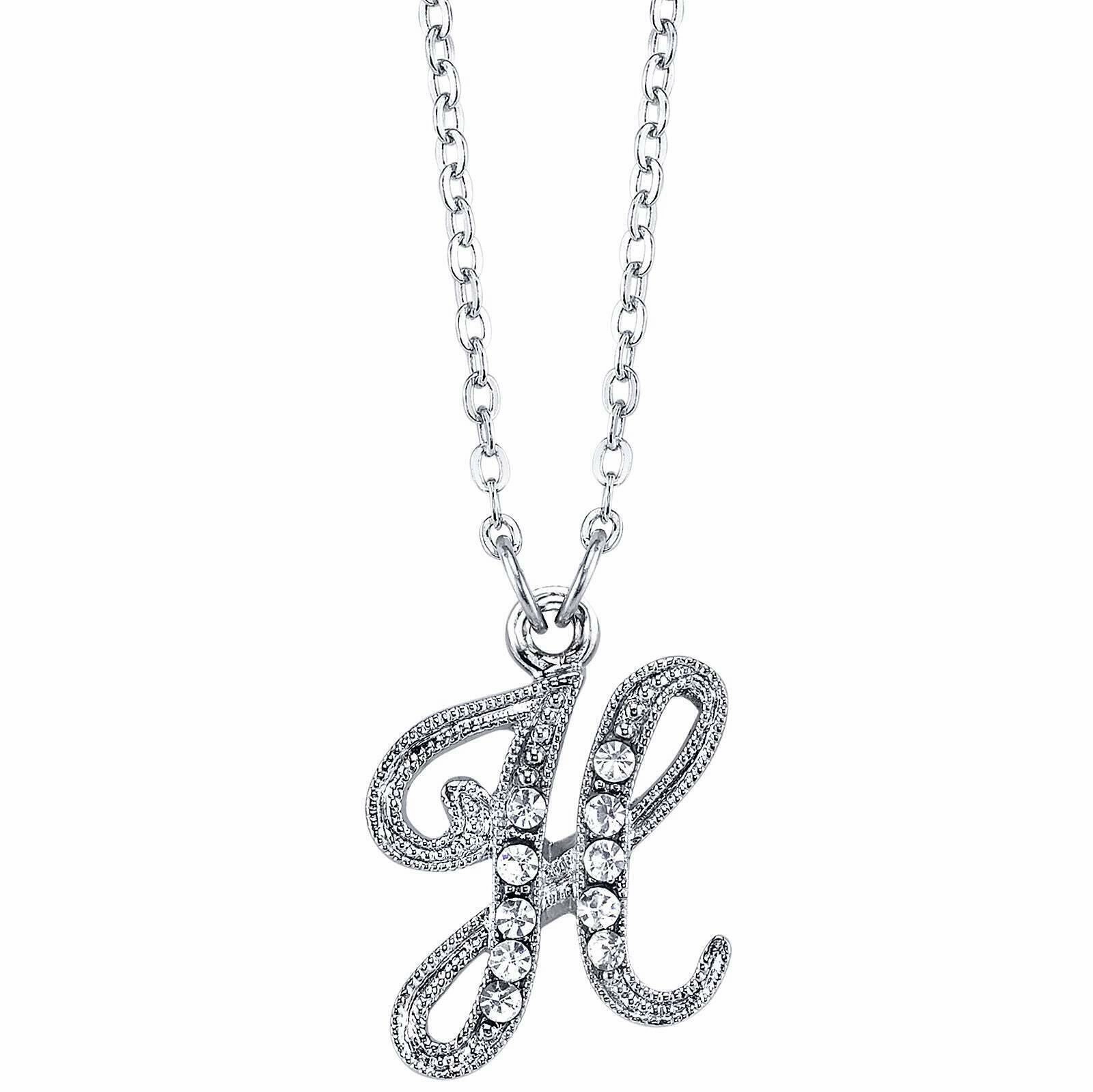 1928 Jewelry European Crystal Initial Necklace 16"   3" Extender