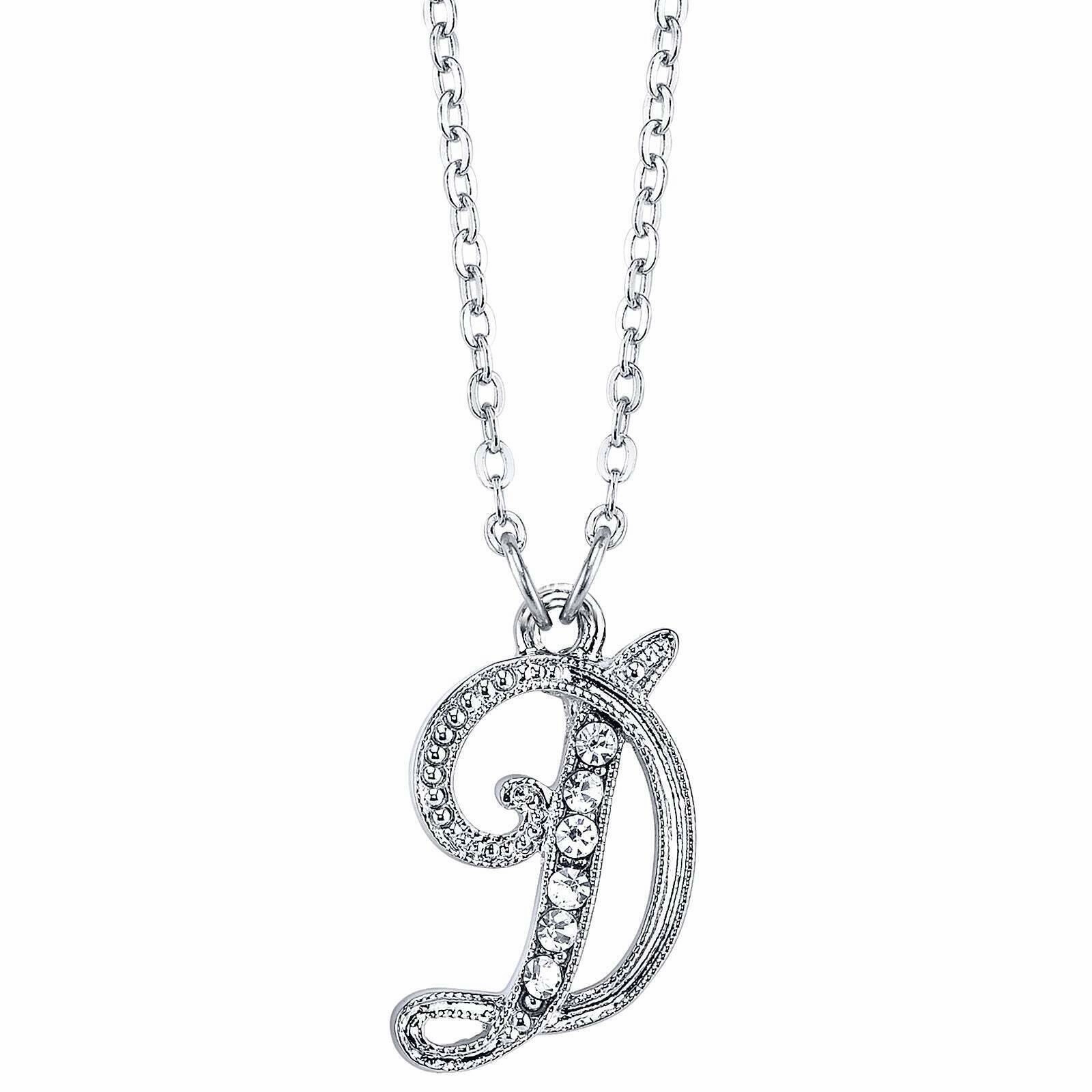1928 Jewelry European Crystal Initial Necklace 16"   3" Extender