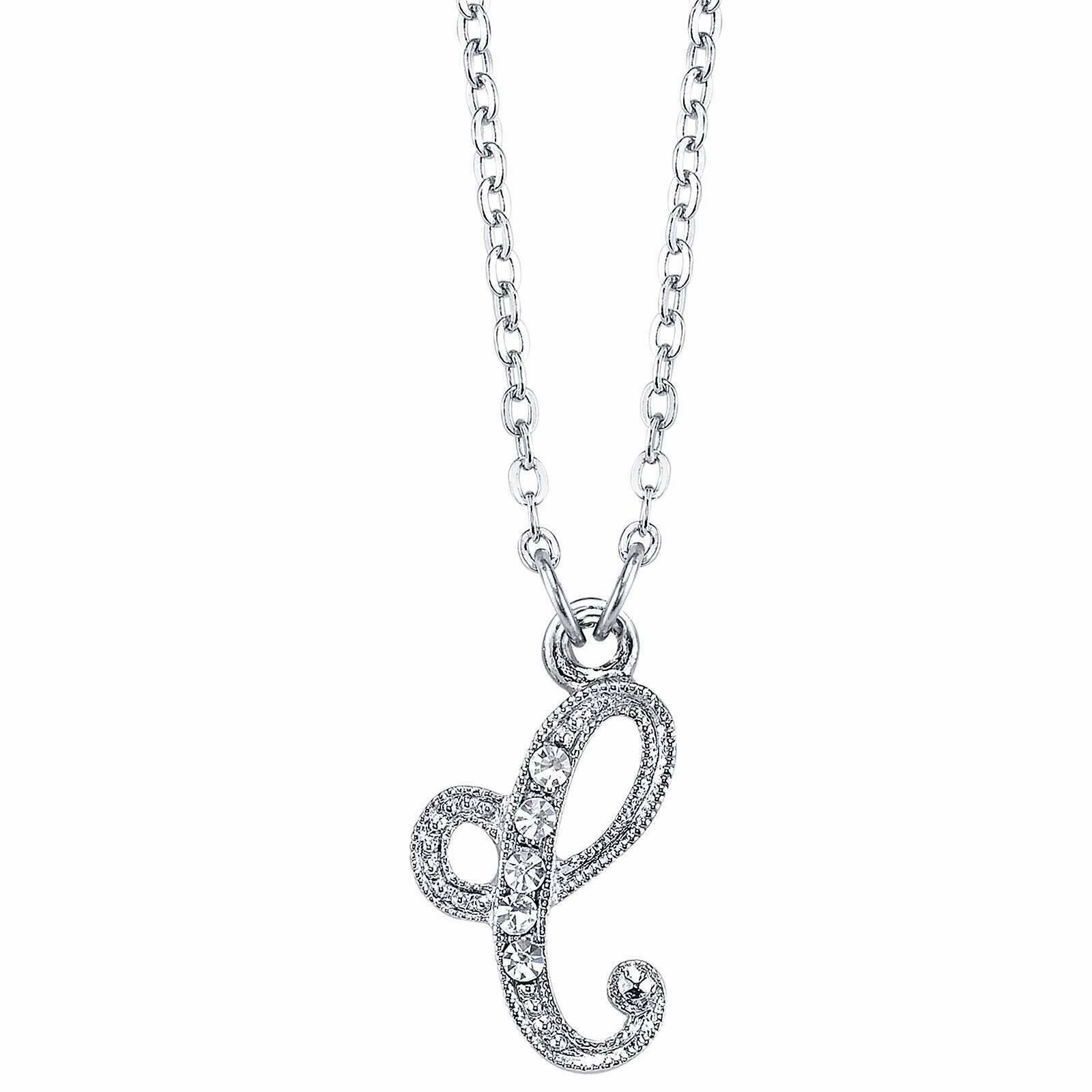 1928 Jewelry European Crystal Initial Necklace 16"   3" Extender