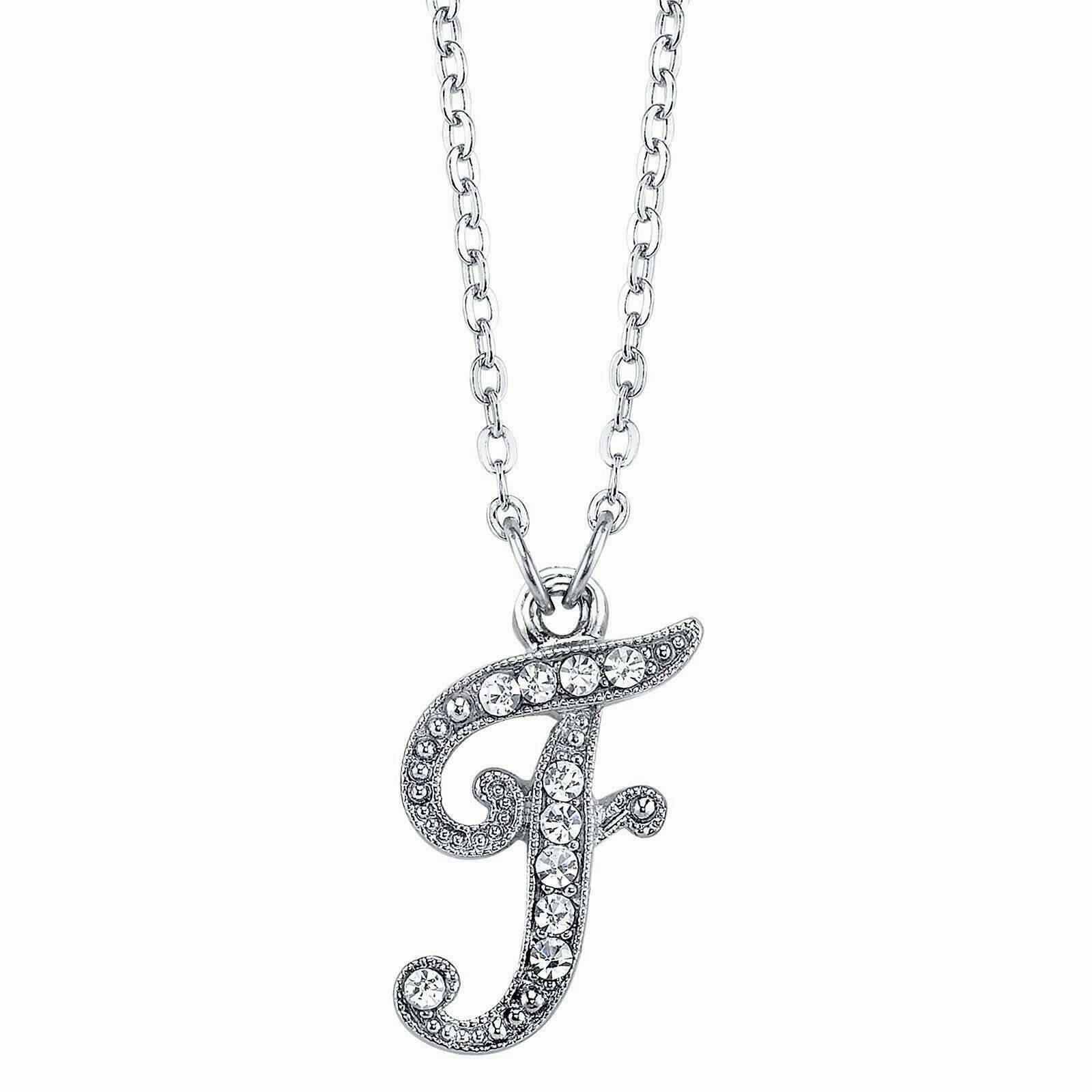 1928 Jewelry European Crystal Initial Necklace 16"   3" Extender