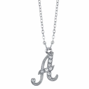 1928 Jewelry European Crystal Initial Necklace 16"   3" Extender