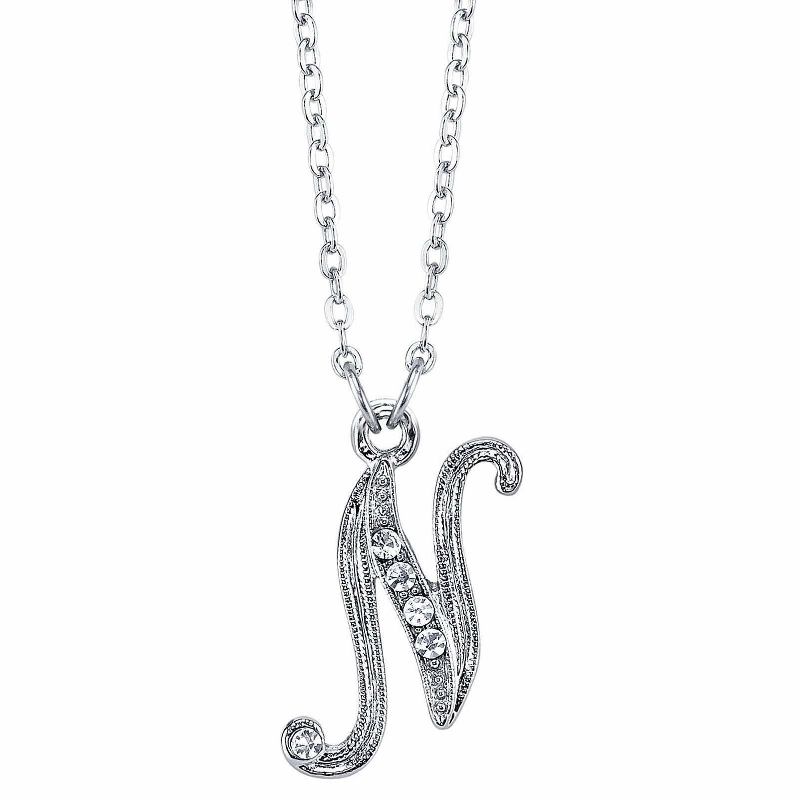 1928 Jewelry European Crystal Initial Necklace 16"   3" Extender