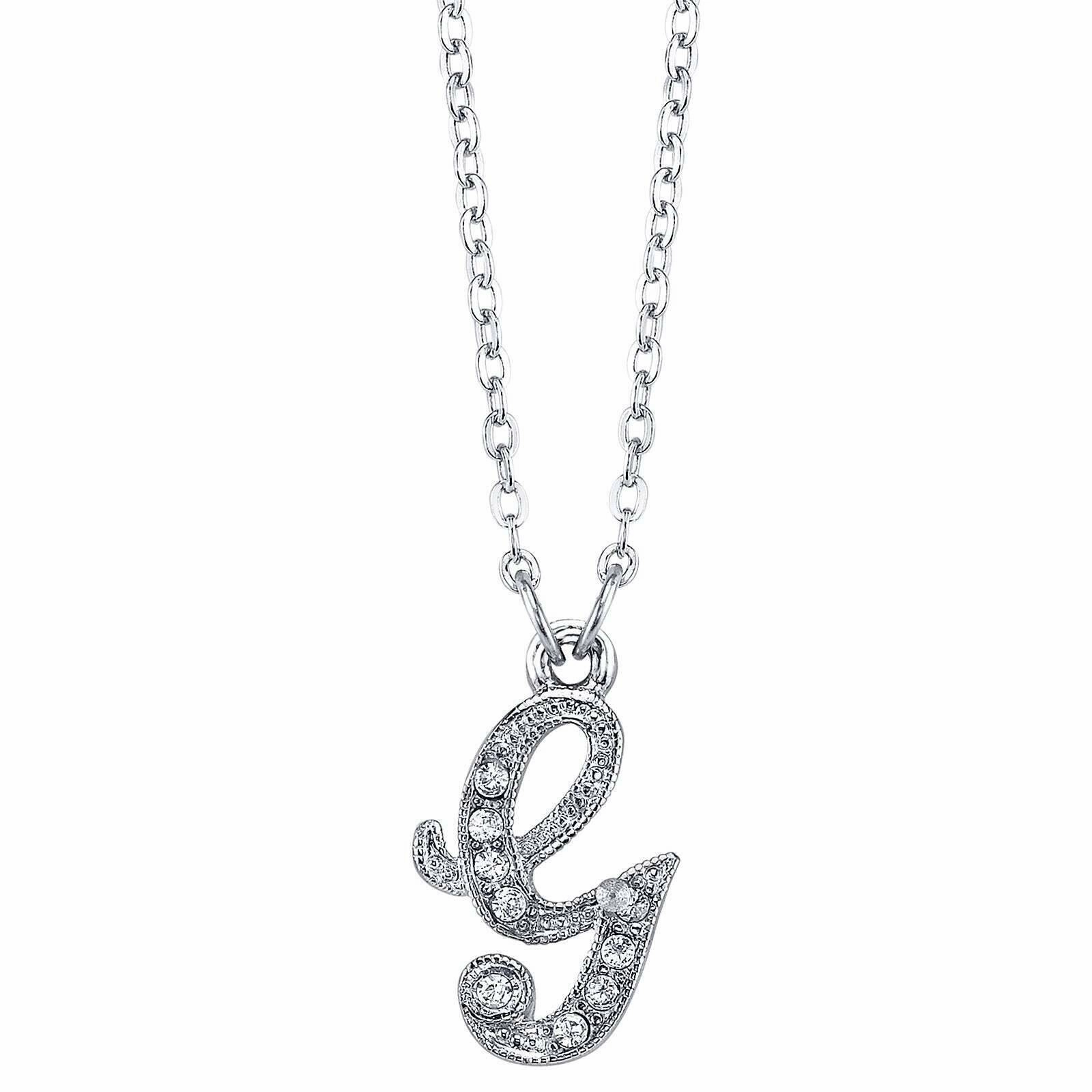 1928 Jewelry European Crystal Initial Necklace 16"   3" Extender