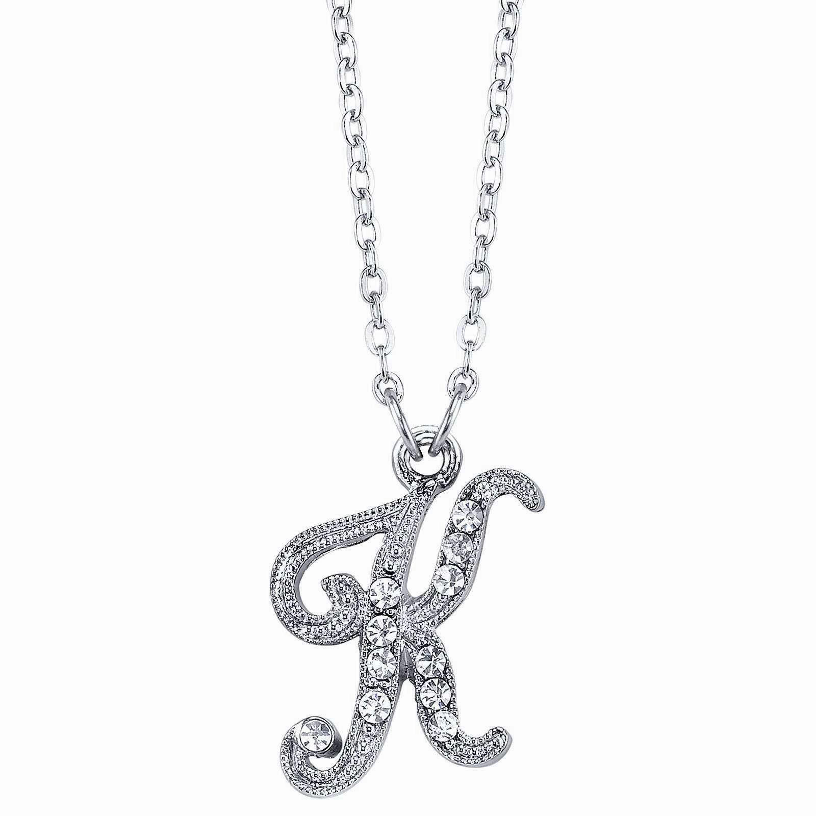 1928 Jewelry European Crystal Initial Necklace 16"   3" Extender