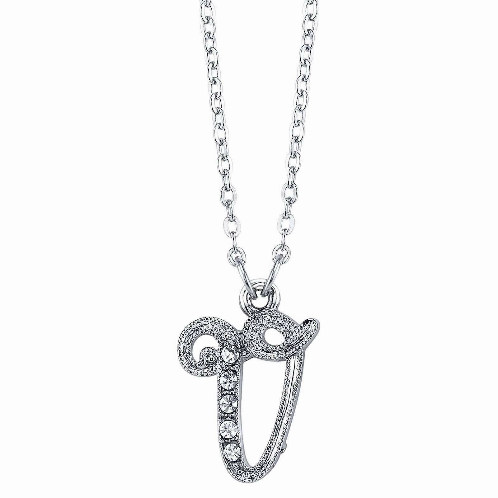 1928 Jewelry European Crystal Initial Necklace 16"   3" Extender