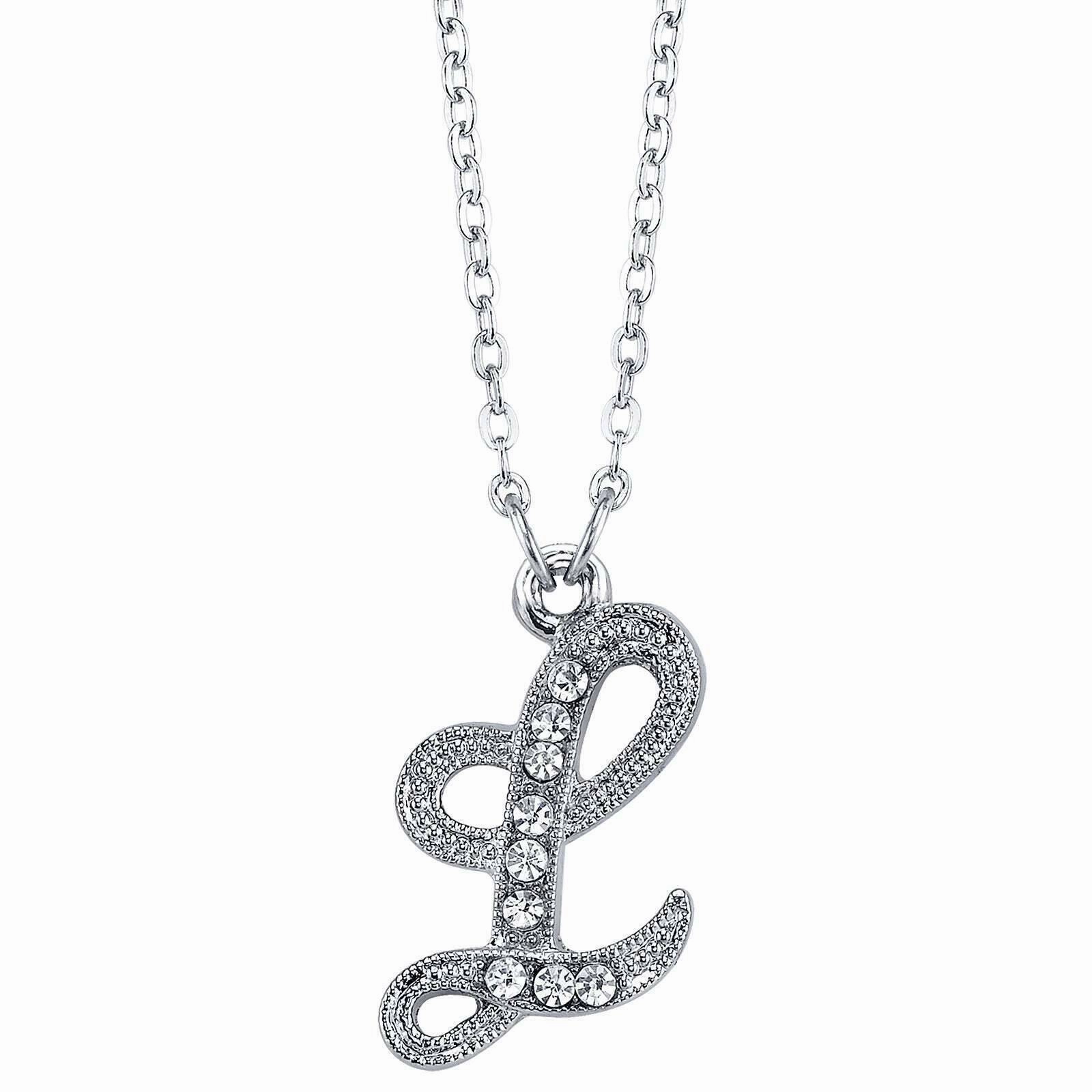 1928 Jewelry European Crystal Initial Necklace 16"   3" Extender