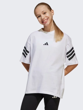 Adidas Future Icons 3 Stripes Kids Unisex Sportswear T-Shirt White/Black