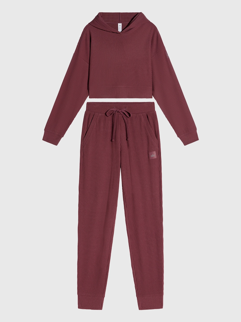 ALO BURGUNDY TRUFFLE MUSE HOODIE AND SWEATPANT SET