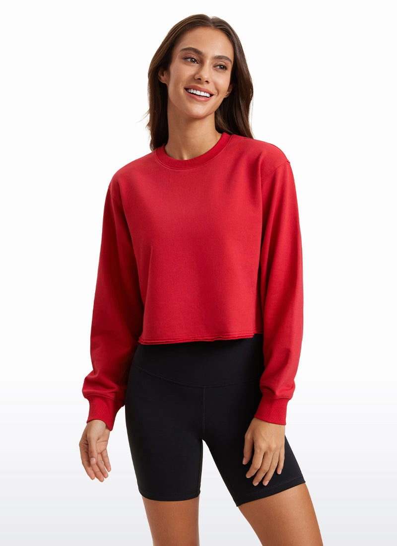 Amenity Double Raw Hem Sweatshirts Crew Neck
