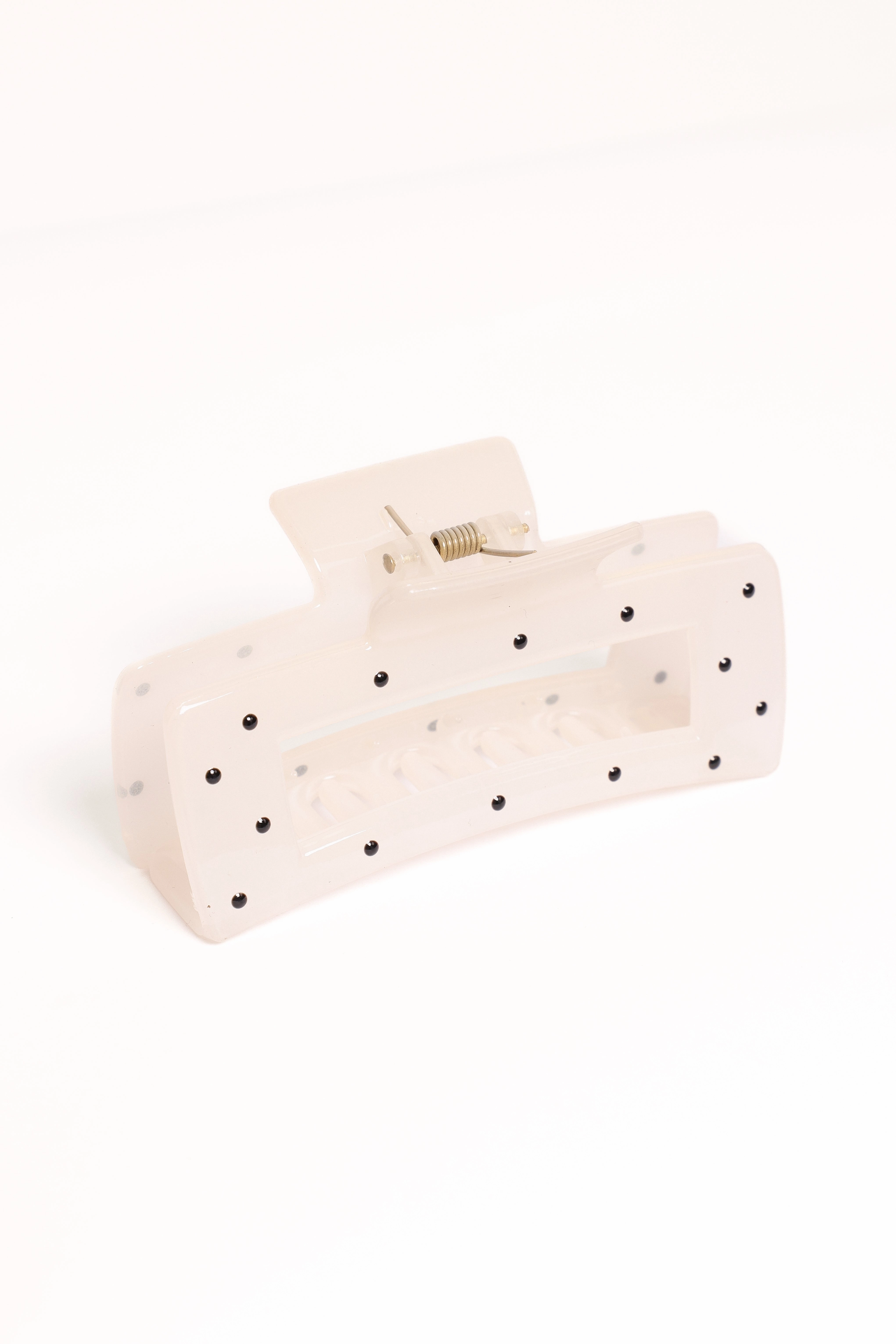 Avah Hair Clip - White Polka Dot