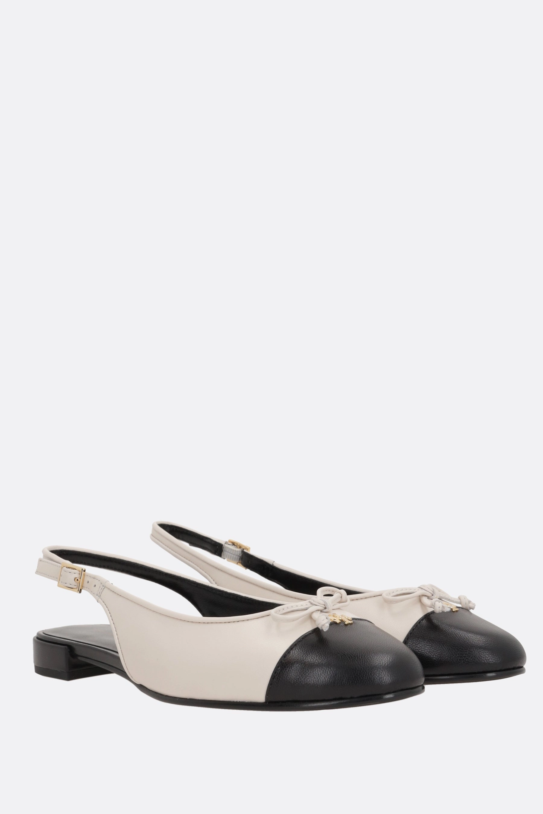 bicolor nappa flat slingbacks