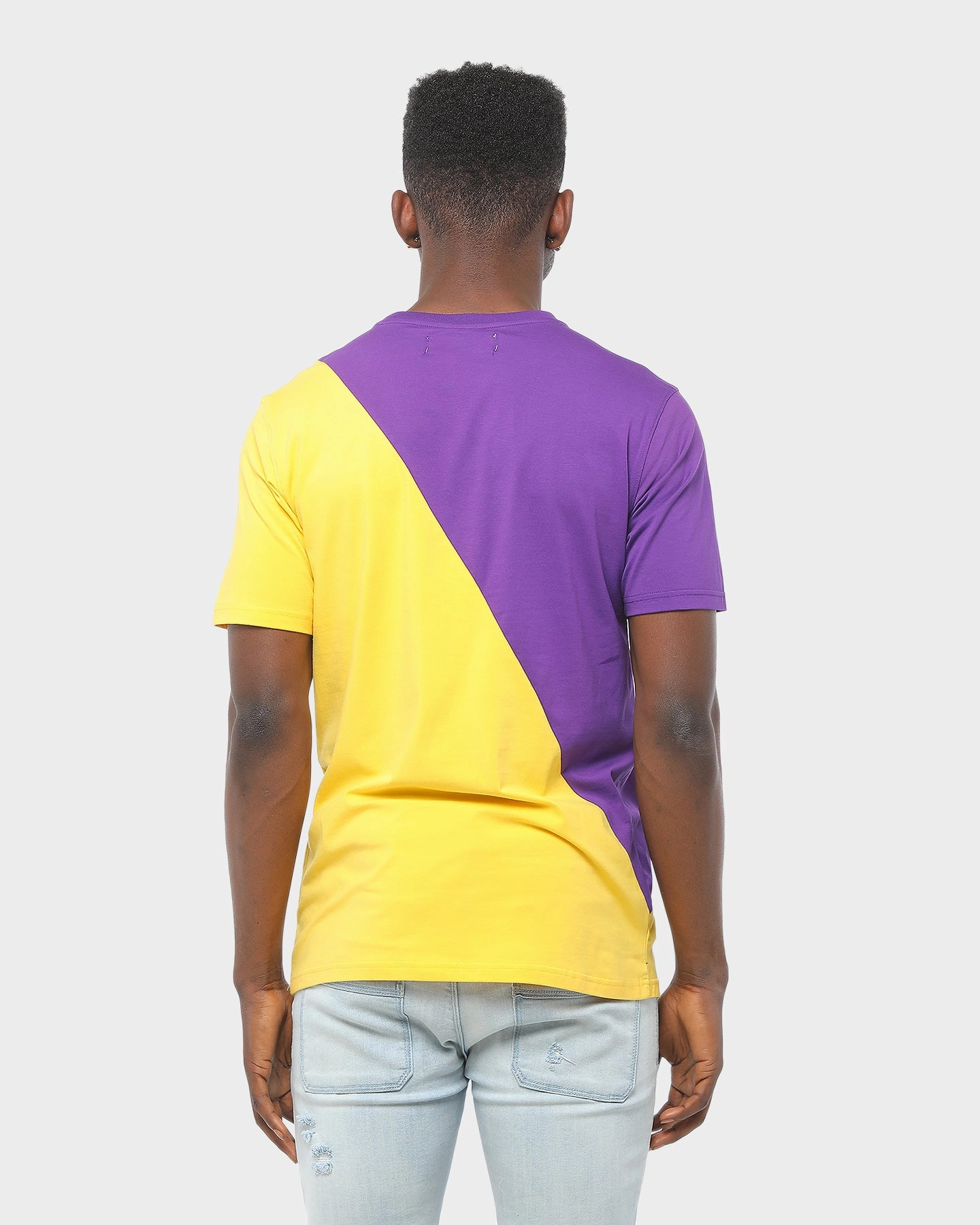 Black Pyramid Split Zig Zag Stitch T-Shirt Purple/Yellow