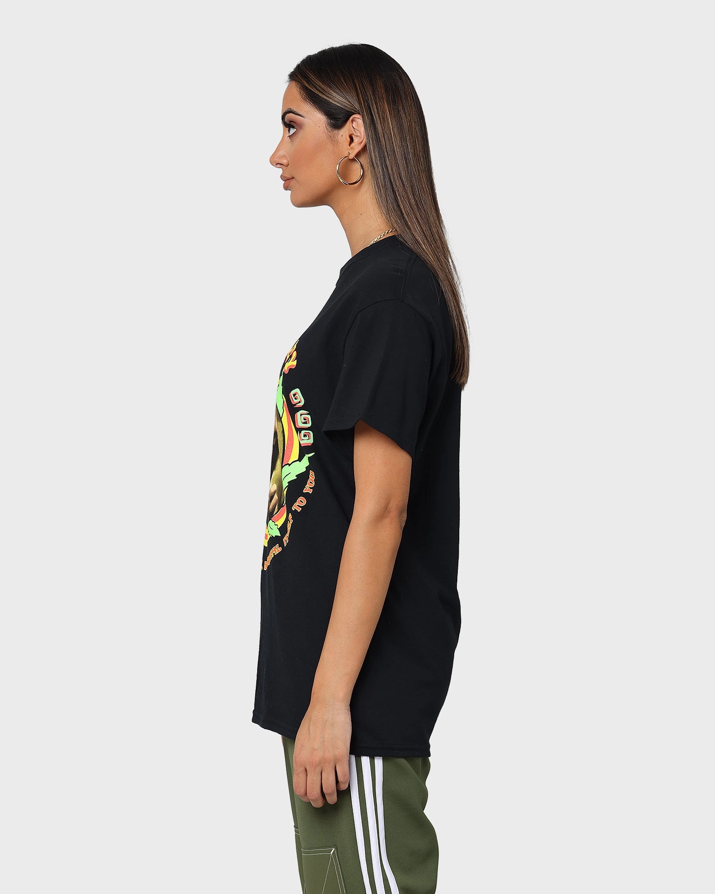 BOB MARLEY Circle Leaf Short Sleeve T-Shirt Black