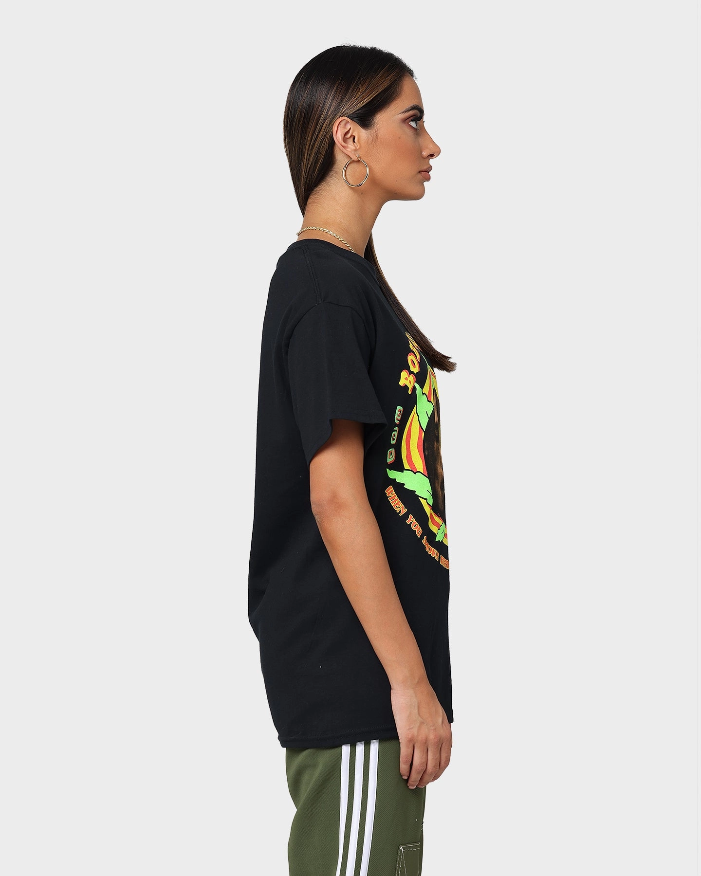 BOB MARLEY Circle Leaf Short Sleeve T-Shirt Black