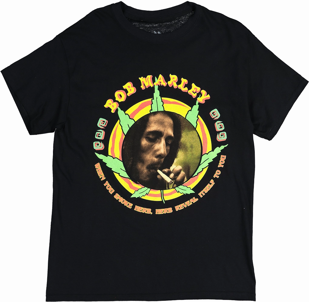 BOB MARLEY Circle Leaf Short Sleeve T-Shirt Black