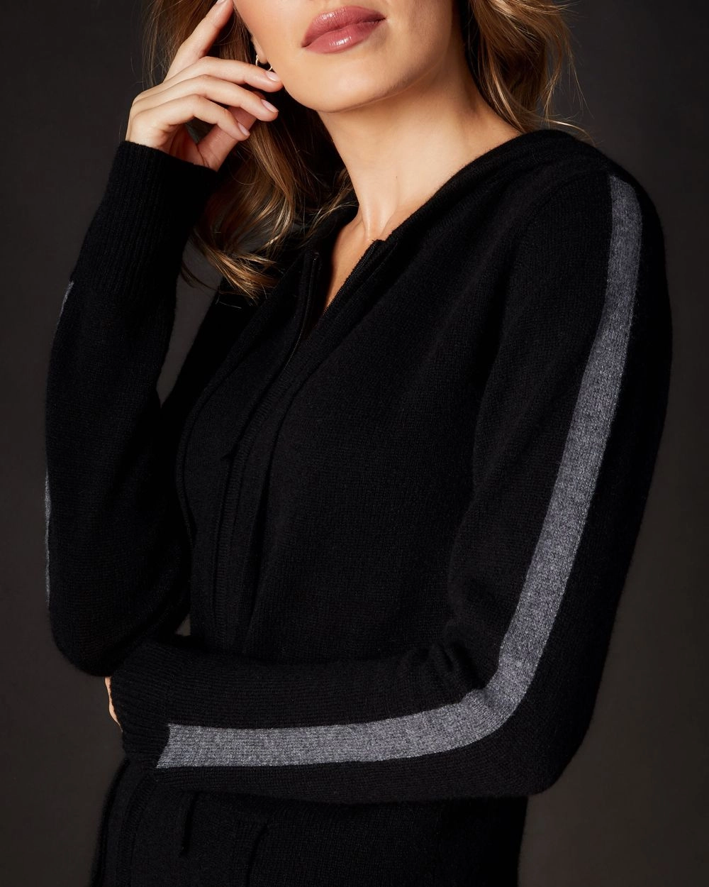 Cashmere Racer Stripe Hoodie