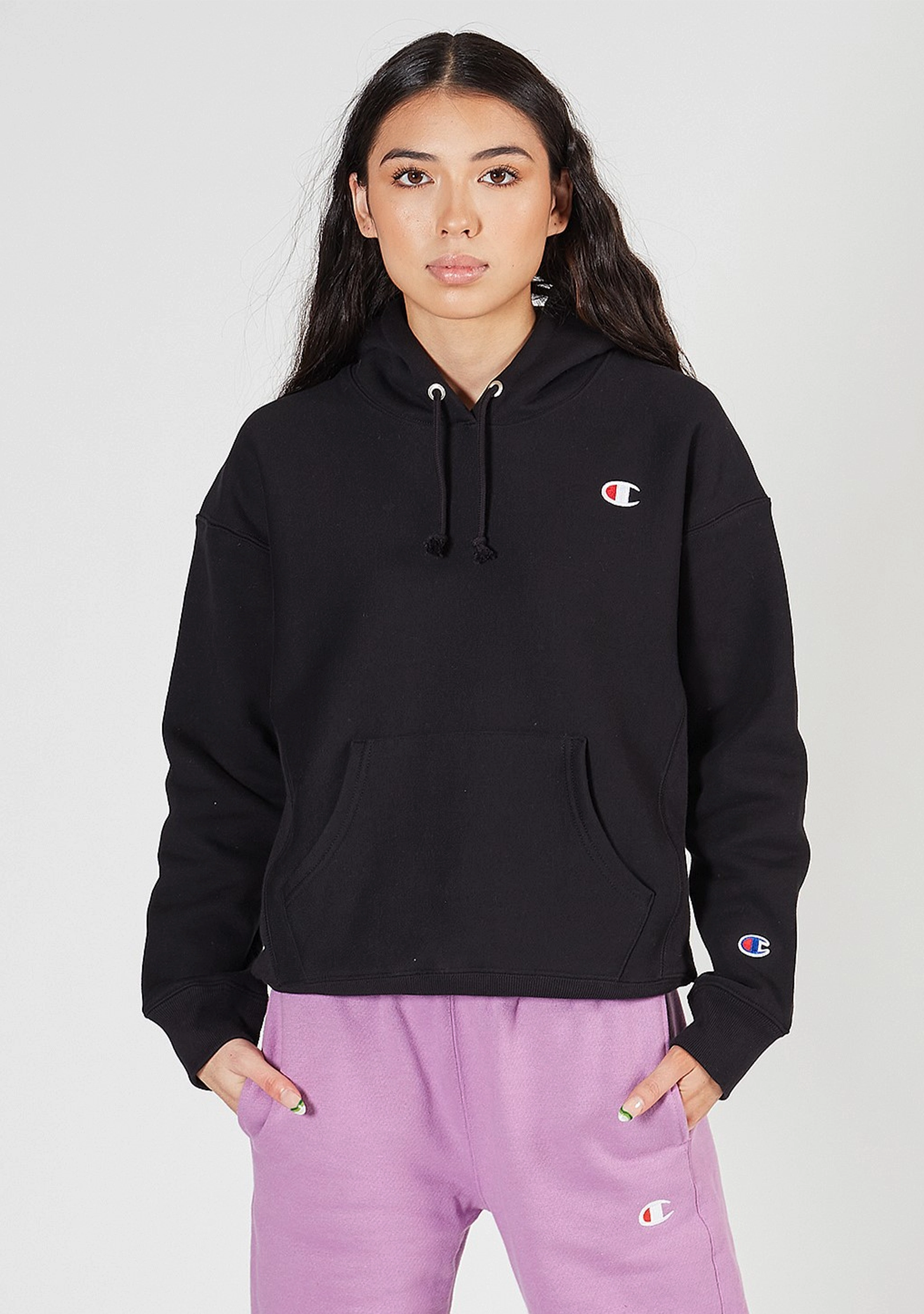 Champion Women’s Reverse Weave C Logo Regular Fit Hoodie Black