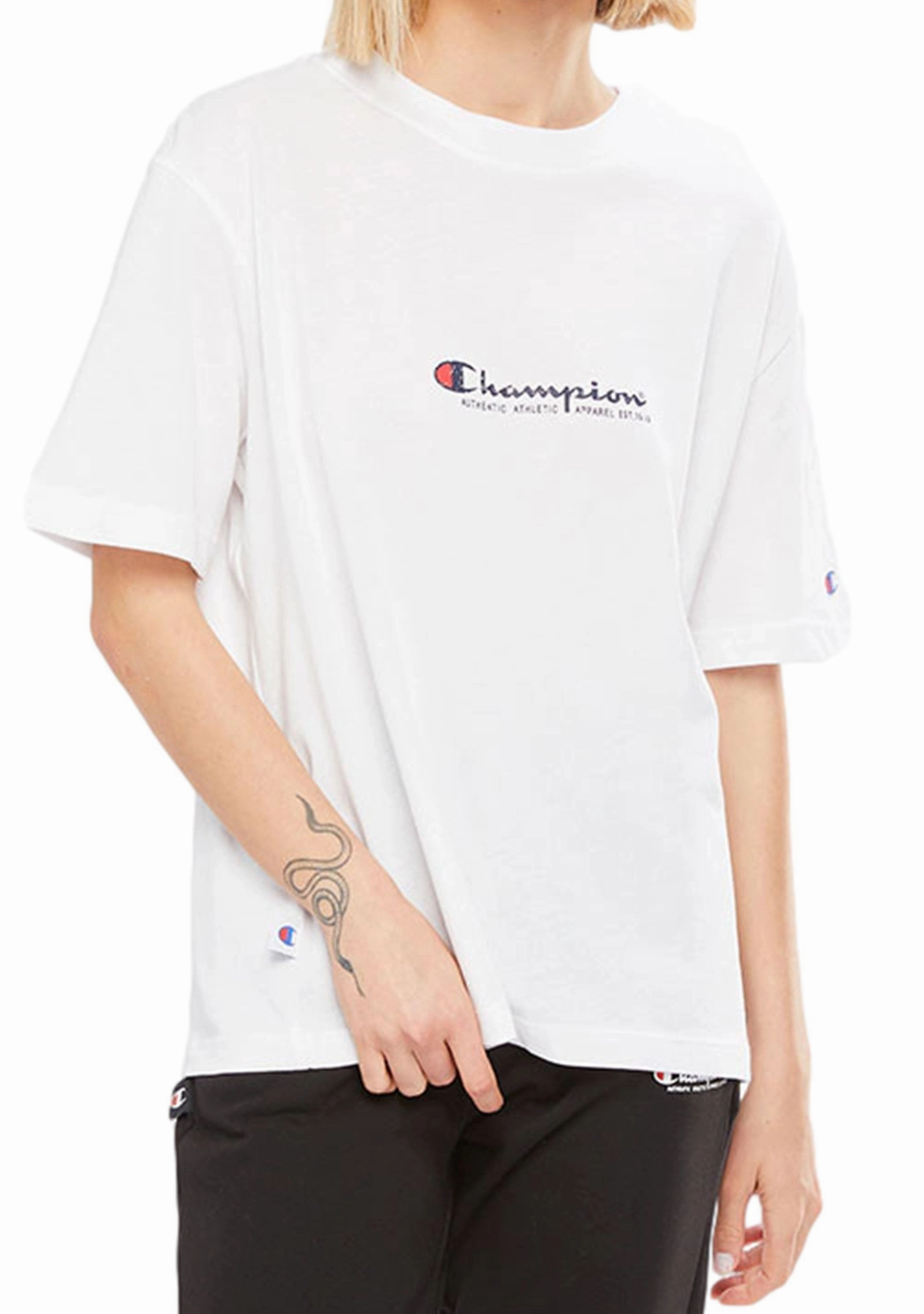 Champion Womens Jersey Script Tee <BR> CU7GN