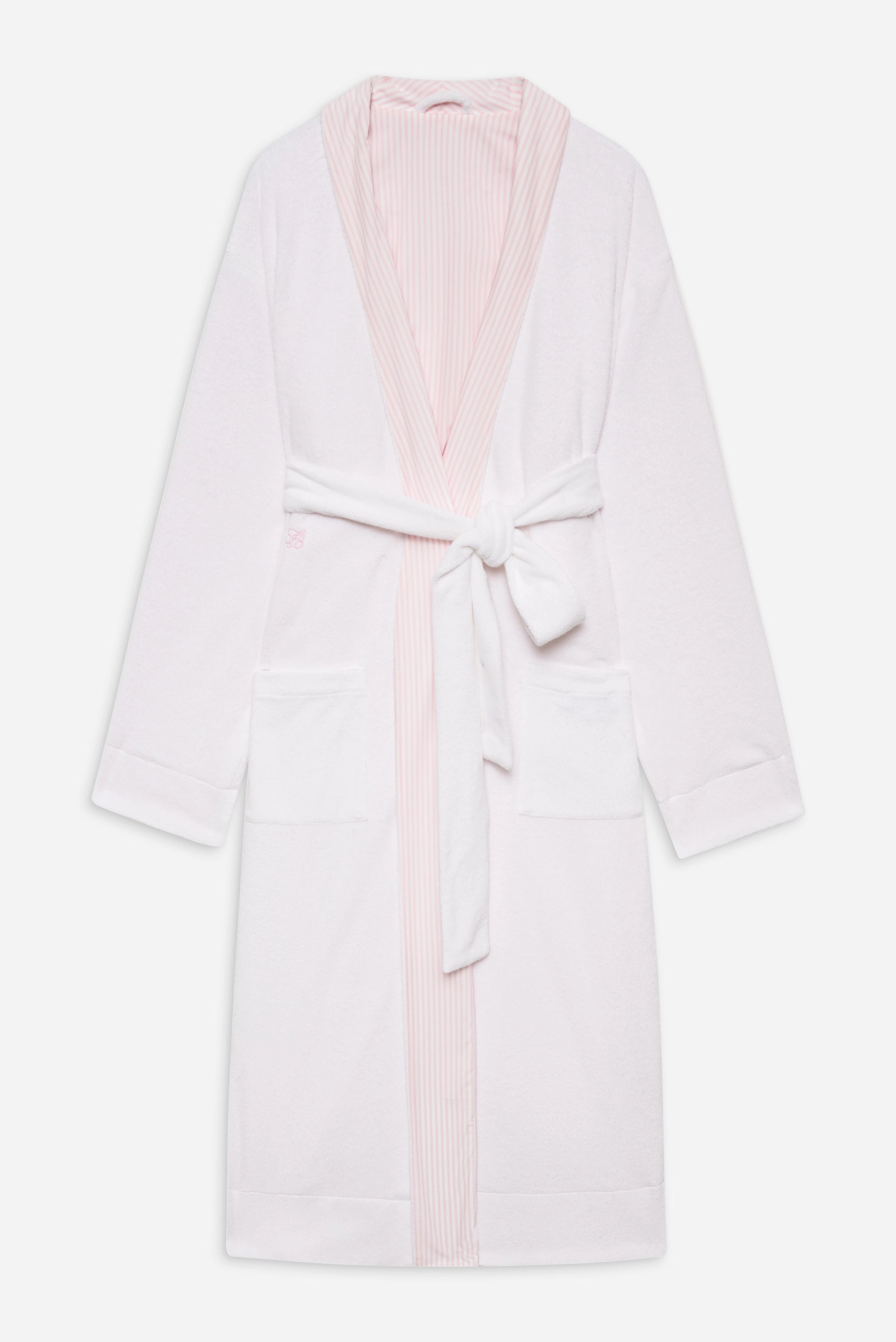 Chateau Terry Robe - Pink Stripe