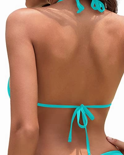 Chic And Cute Triangle Bikini Top String Bathing Suits Top-Aqua