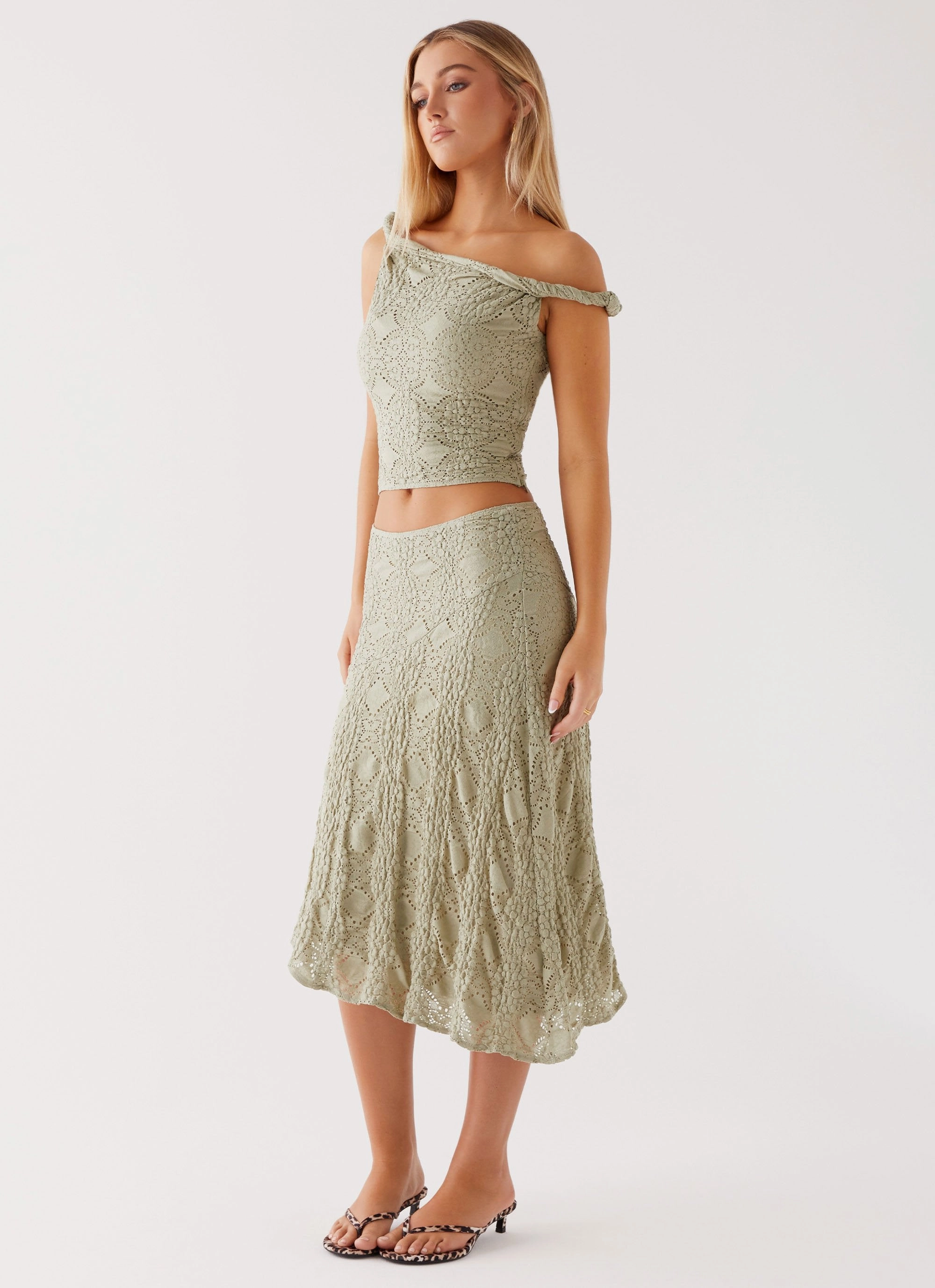 Diamond Sky Midi Skirt - Sage