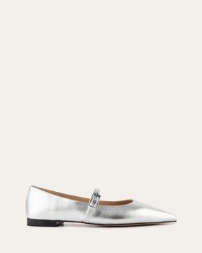 DILARIA DRESS FLATS SILVER LEATHER