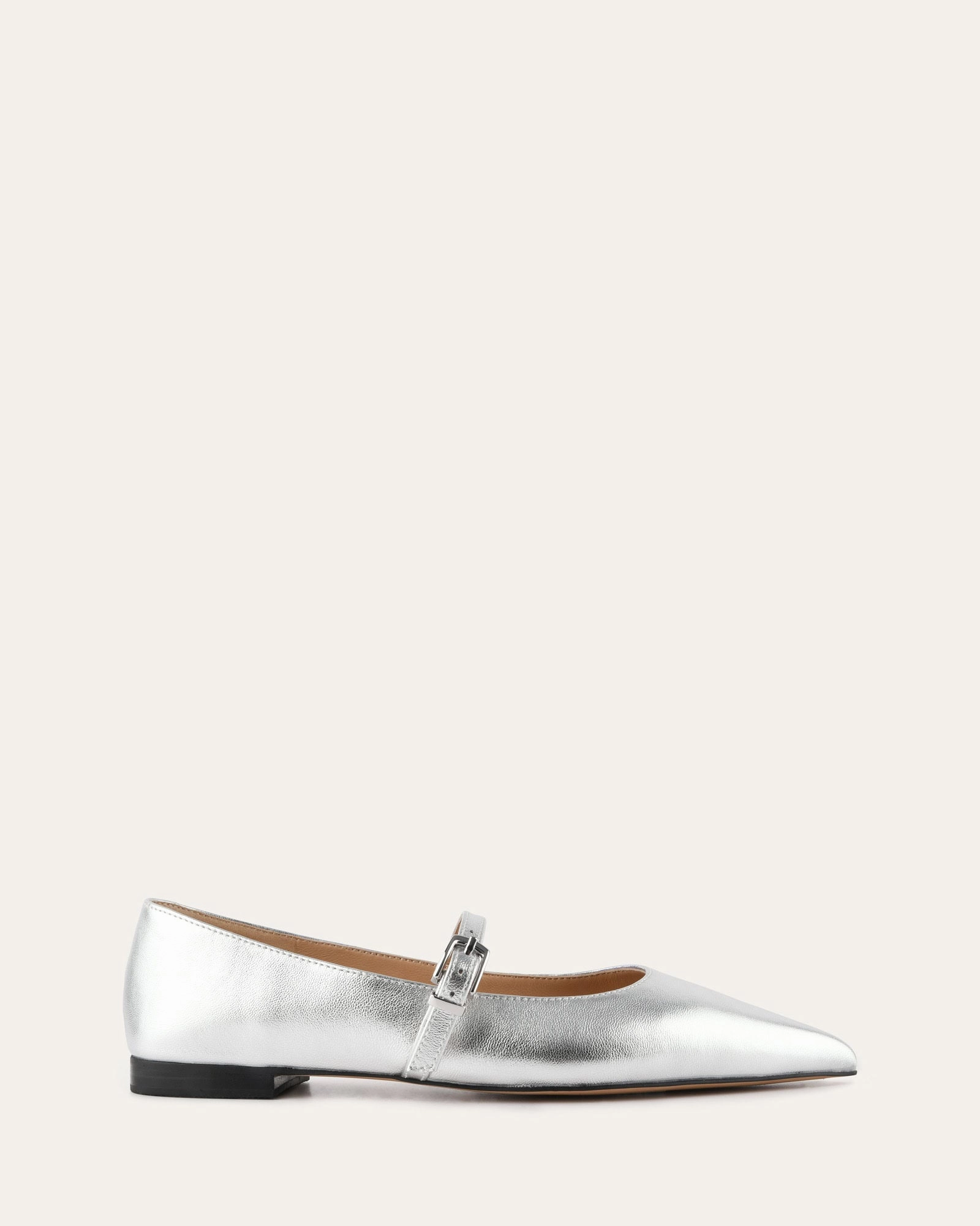 DILARIA DRESS FLATS SILVER LEATHER