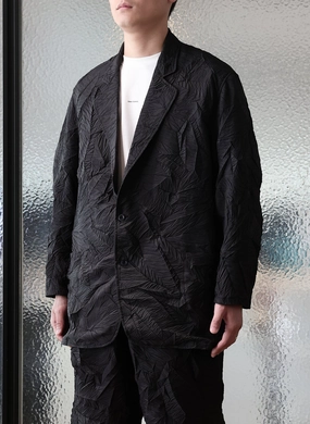 Distort Pleats Polyester Soft Single Breasted Blazer