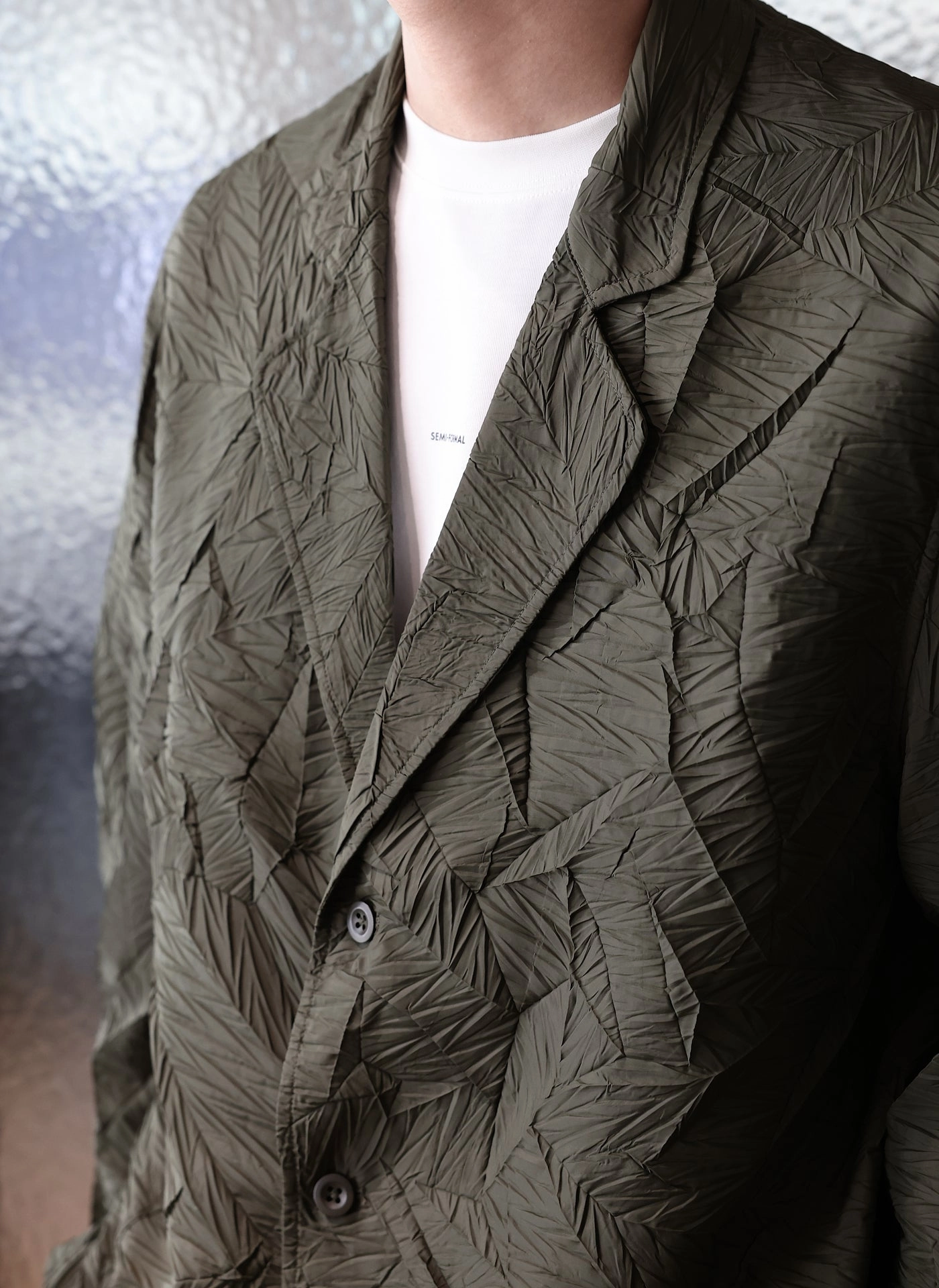 Distort Pleats Polyester Soft Single Breasted Blazer