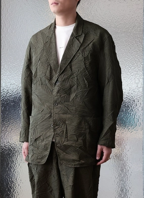 Distort Pleats Polyester Soft Single Breasted Blazer