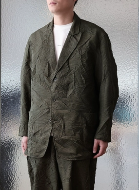 Distort Pleats Polyester Soft Single Breasted Blazer