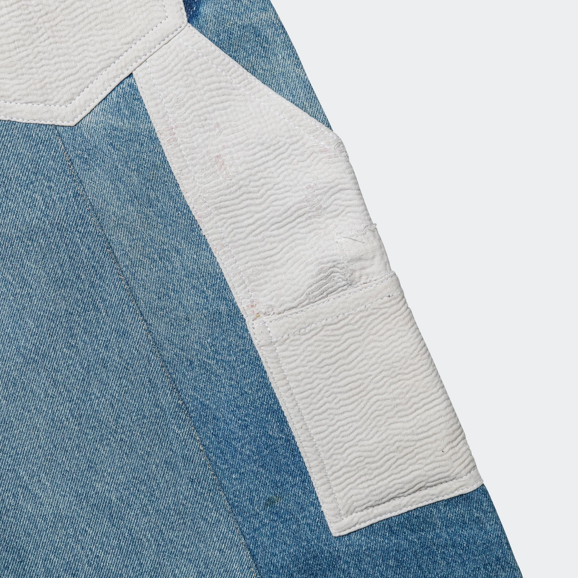 Double Knee Pant - Upcycled Denim Lightwash/White