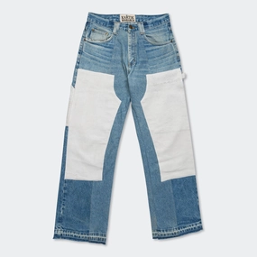 Double Knee Pant - Upcycled Denim Lightwash/White