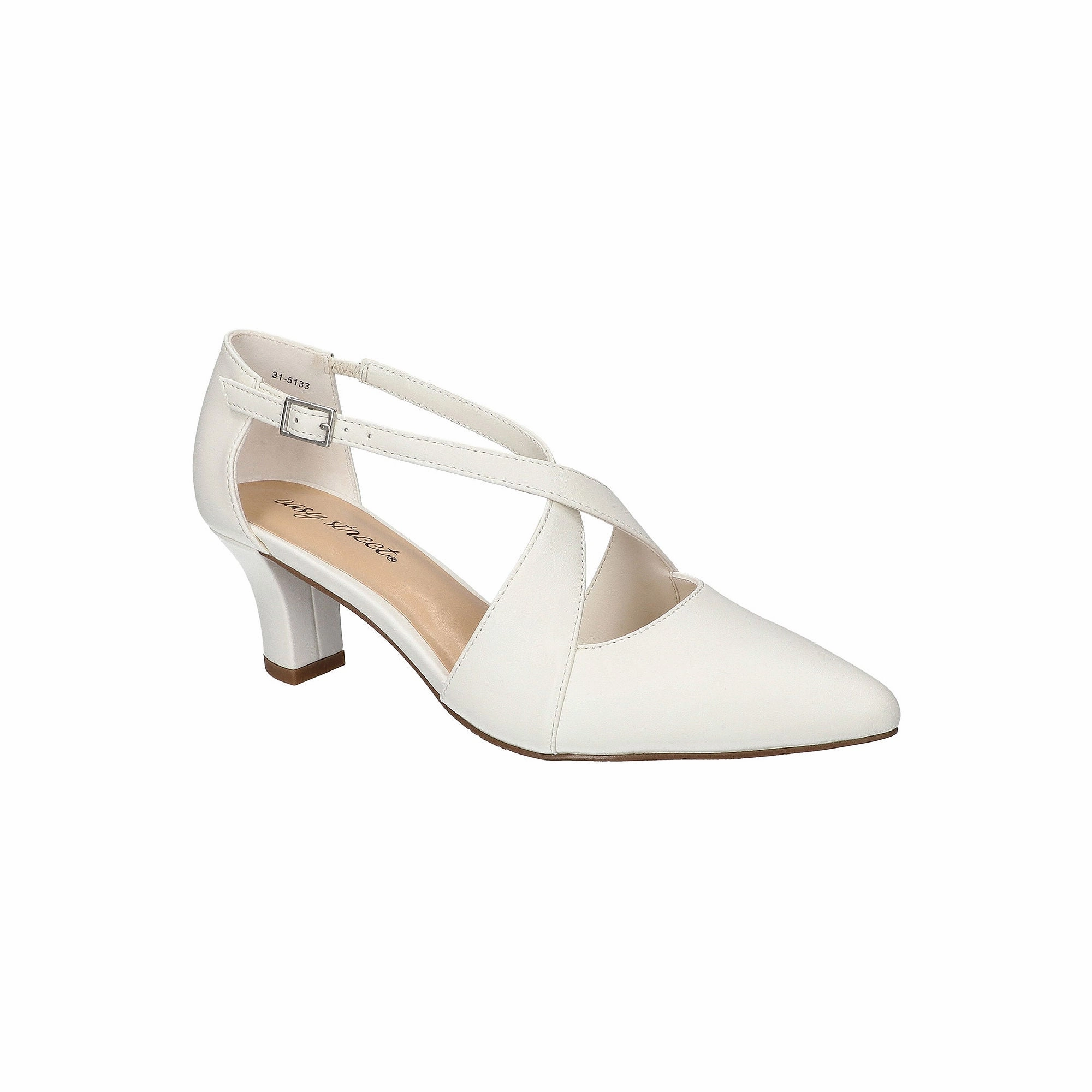 Easy Street Womens Elegance Stiletto Heel Pumps - WHITE 7 WIDE