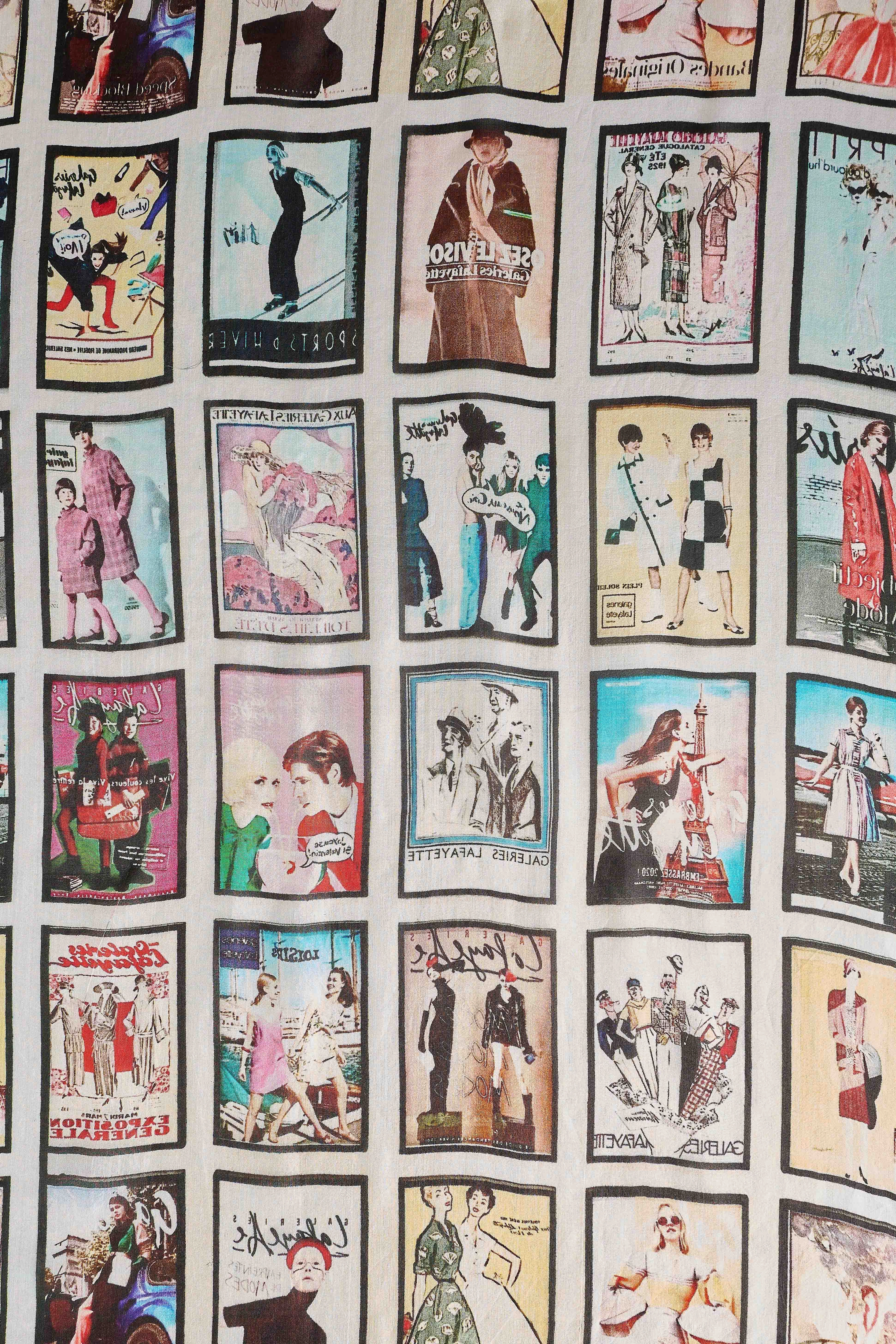 French Postcard Silk Scarf - Multi