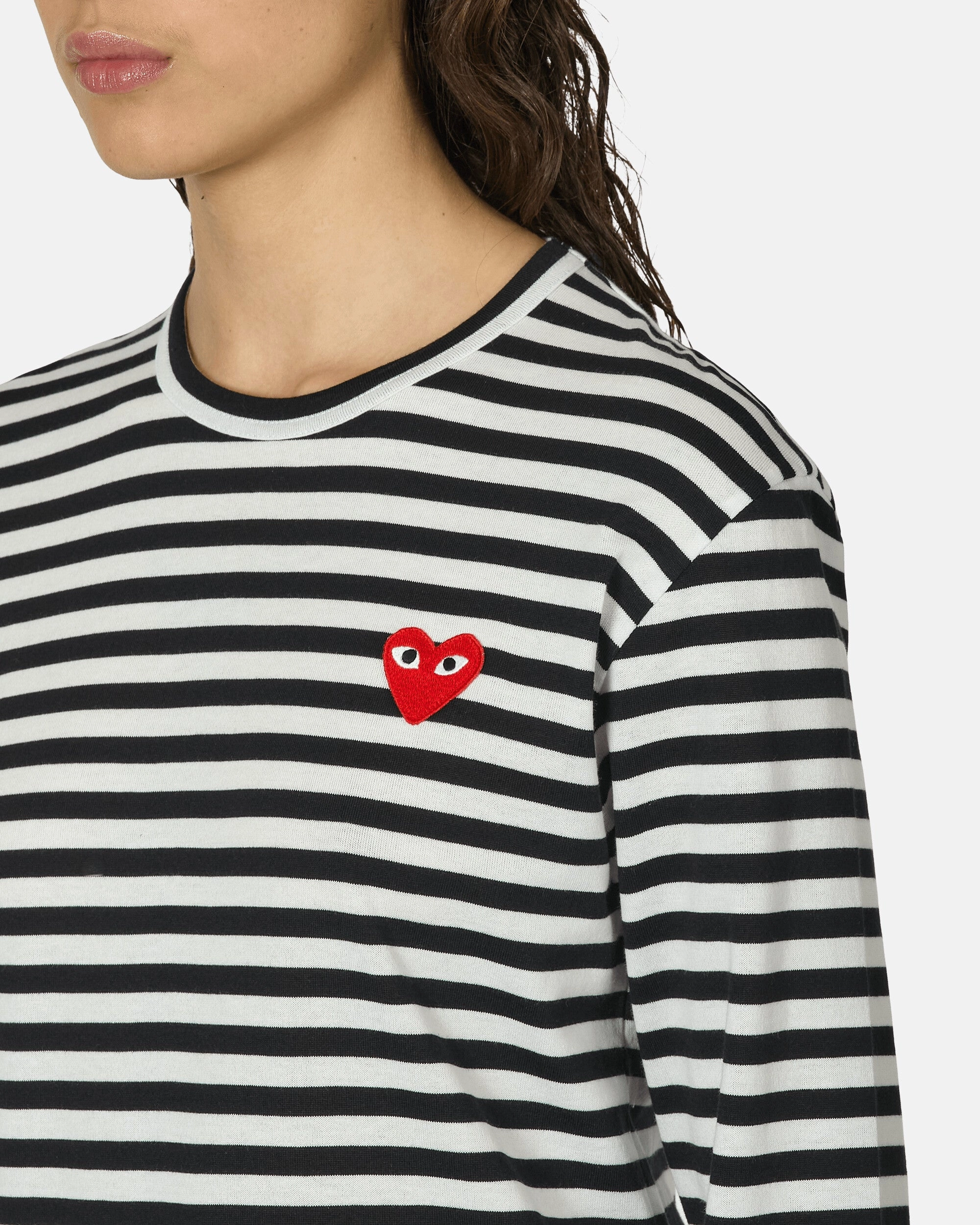 Heart Striped Longsleeve T-Shirt Black