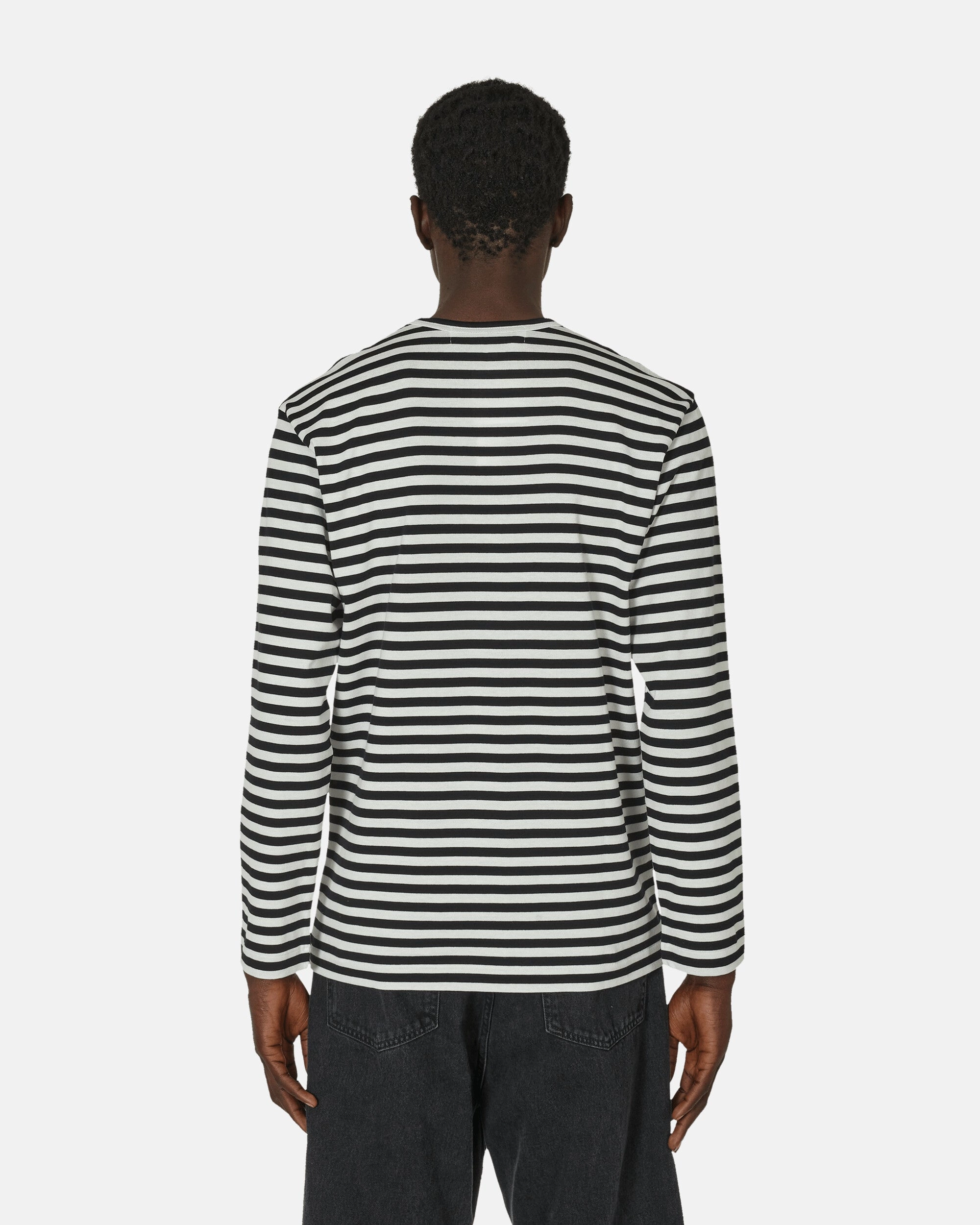 Heart Striped Longsleeve T-Shirt Black