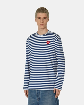 Heart Striped Longsleeve T-Shirt Navy