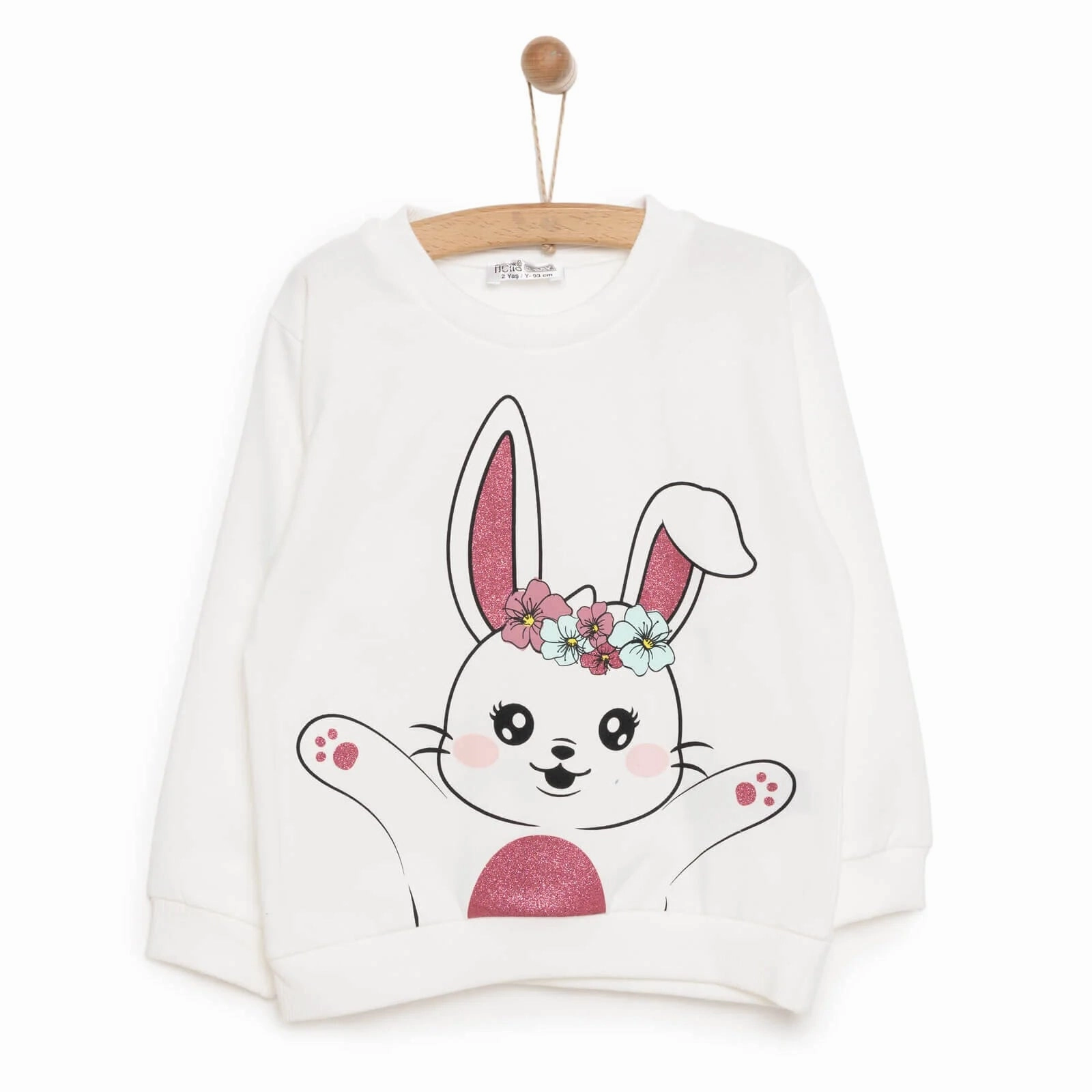 HelloBaby Baby Girl Rabbit Printed Sweatshirt - Ecru
