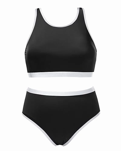 High Neck Racerback Cutout Crop Top High Waist Two Piece Set