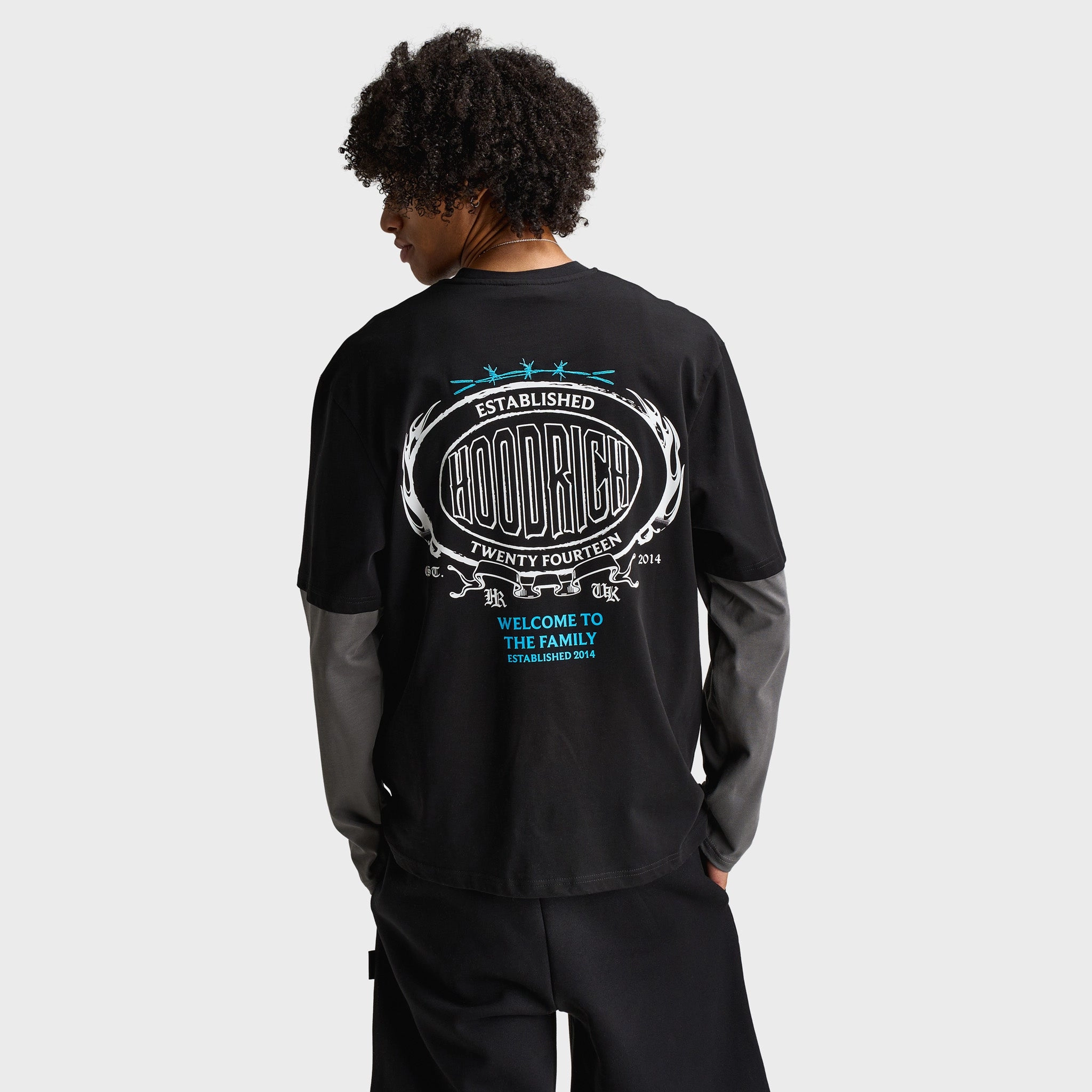 Hoodrich Noir Oversized Long Sleeve Graphic T-Shirt Black / Lava Smoke - Aquarius