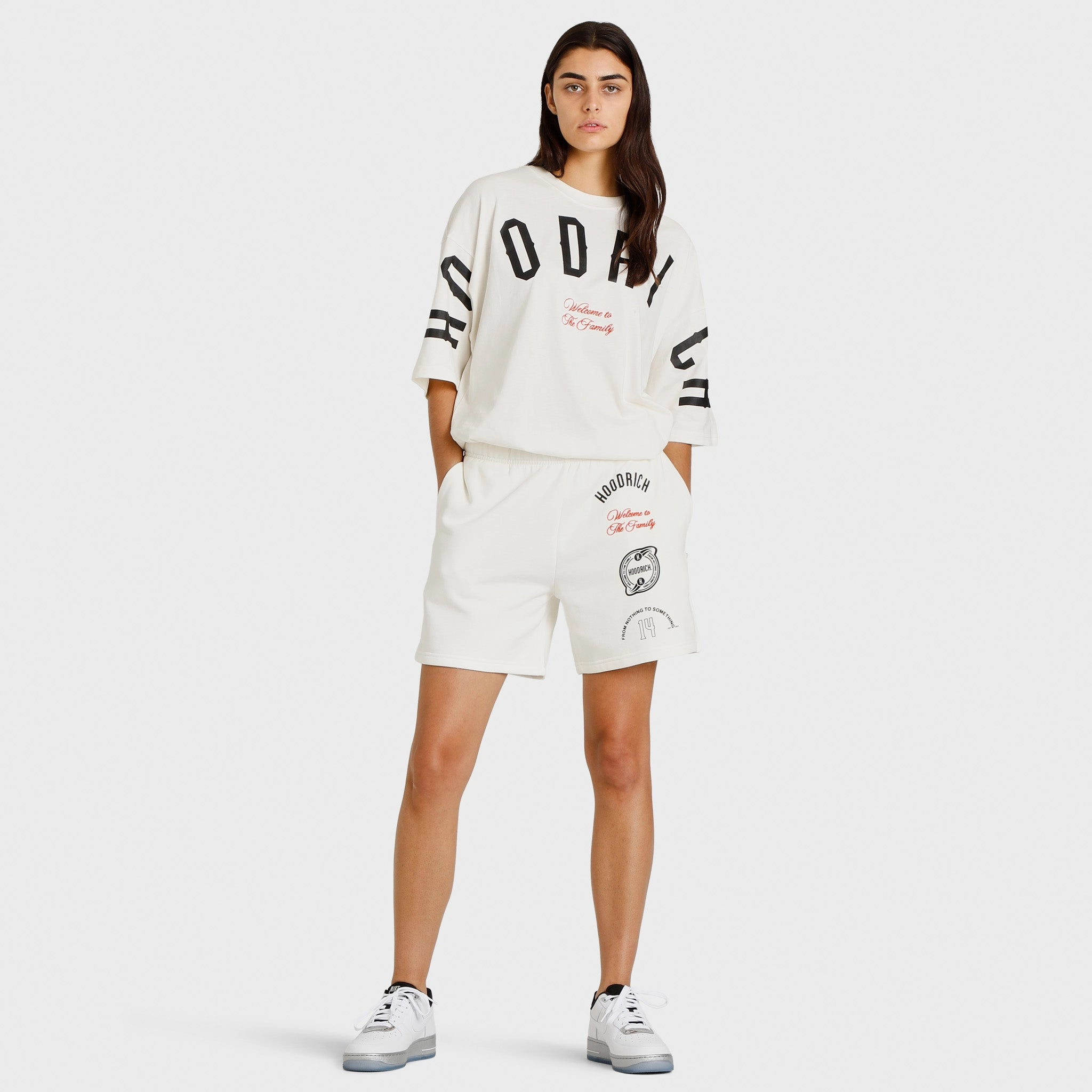 Hoodrich Women's OG Match Shorts Egret / Black - Flame