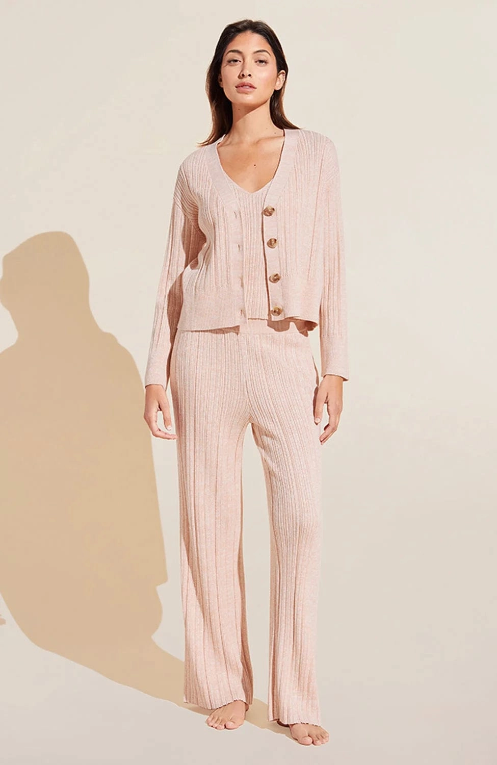 Infinite Organic Cotton Blend Sweater Rib Cardigan Long Pant Set