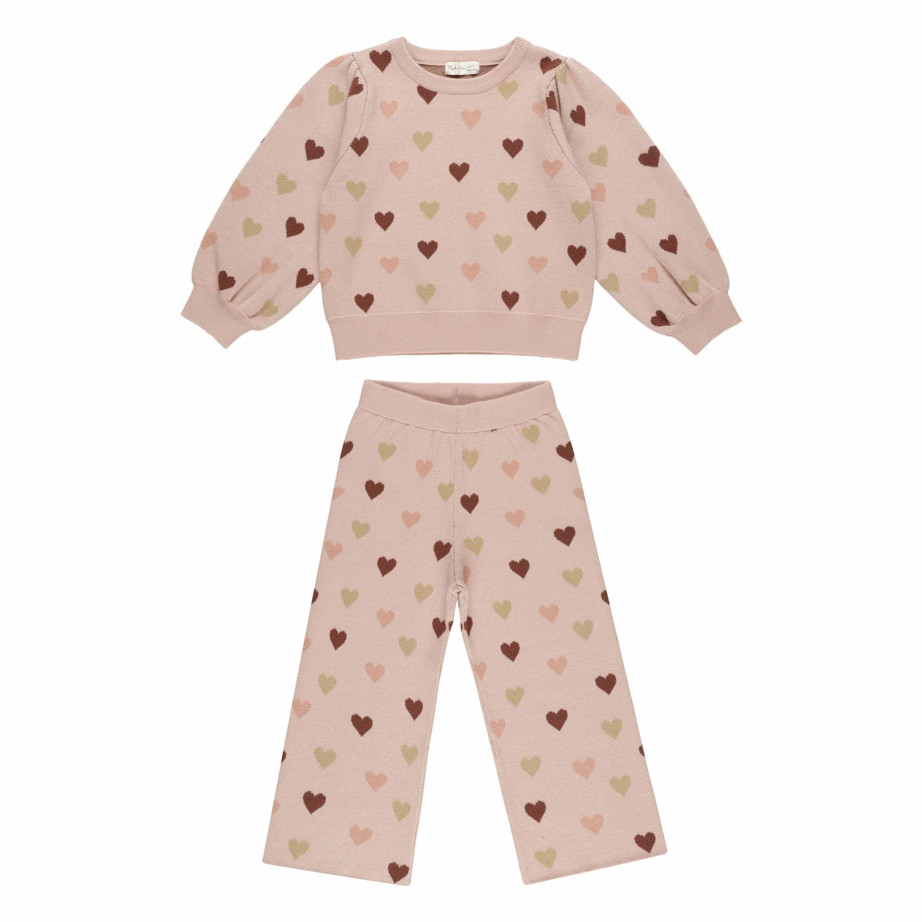 Jacquard Knit Set - Hearts - Blush - FINAL SALE