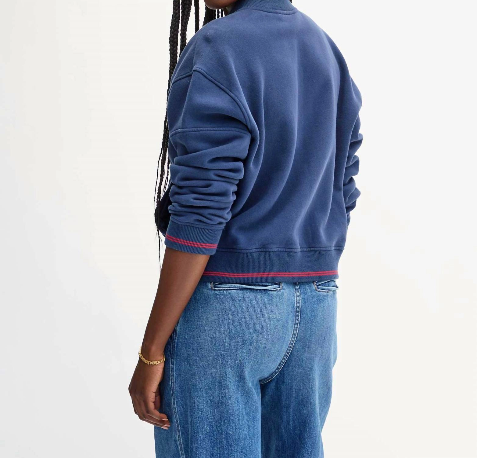 Le Varsity Snap Jacket In Navy
