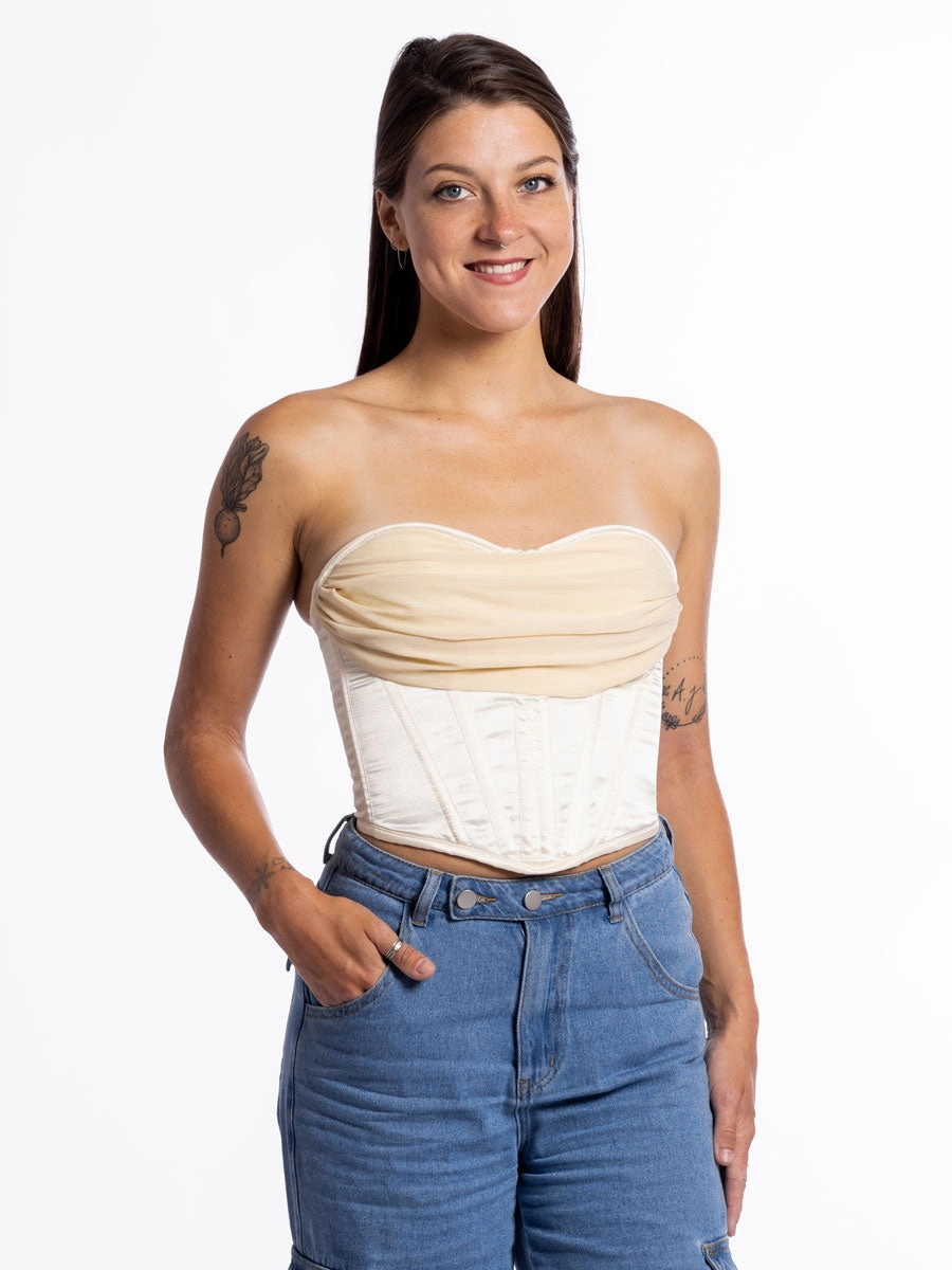 Lillith Satin & Chiffon Corset Top
