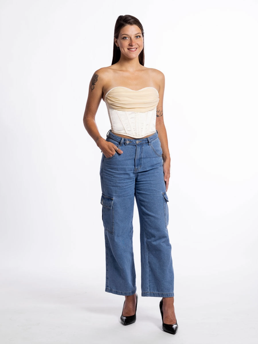 Lillith Satin & Chiffon Corset Top