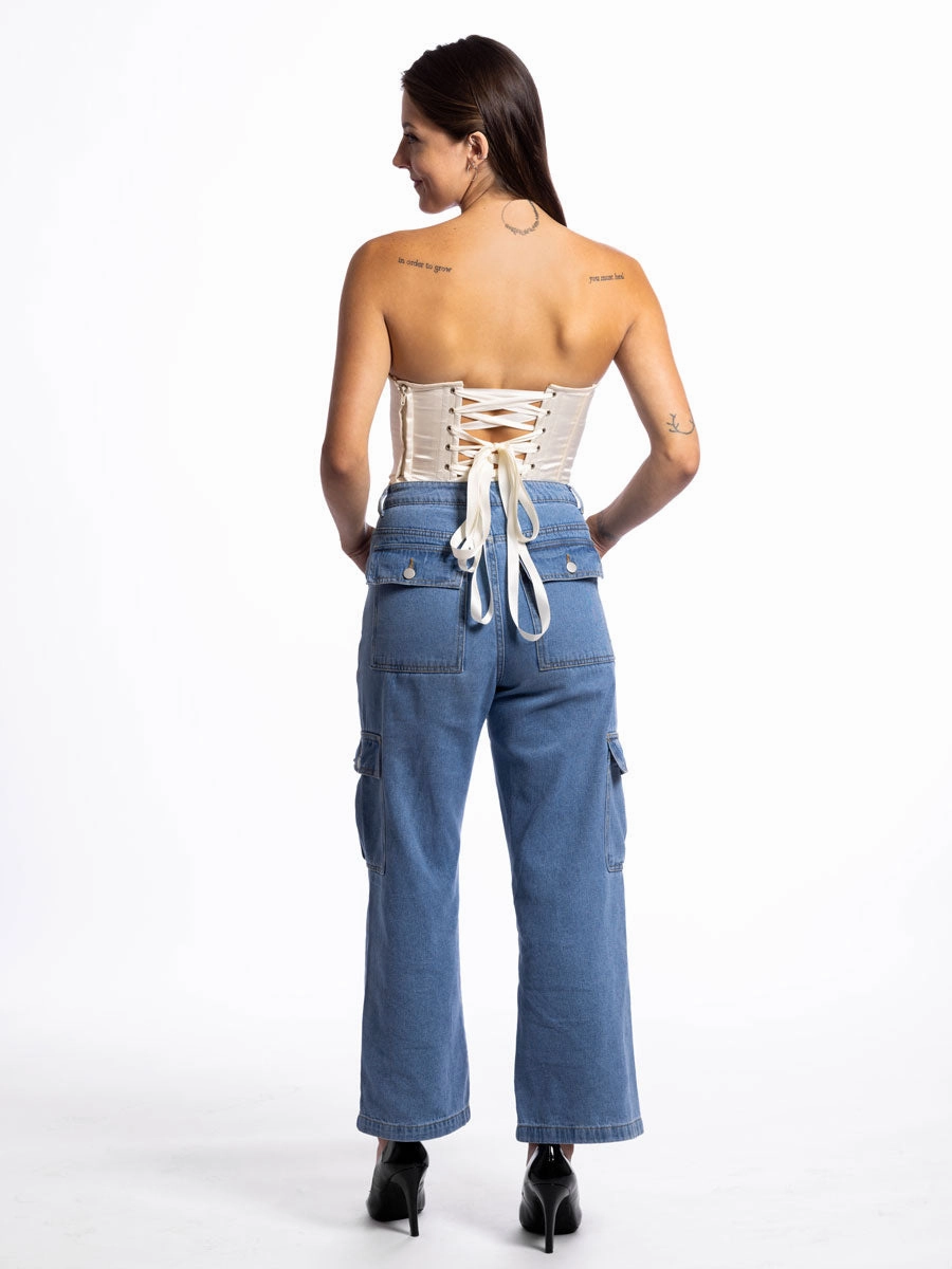 Lillith Satin & Chiffon Corset Top