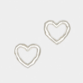 Lulu Heart Earrings in Silver